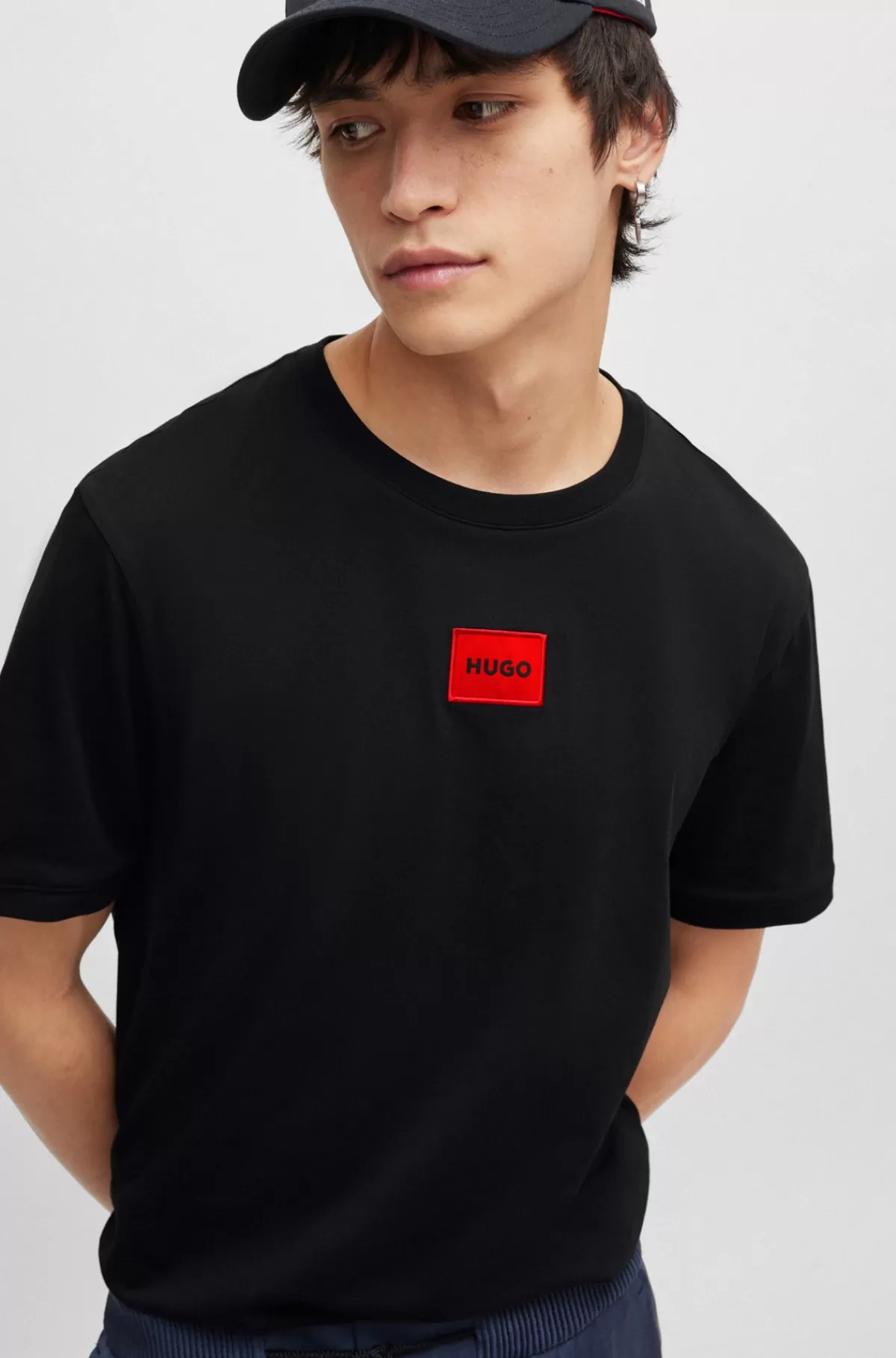 HUGO BOSS T-shirt I Bomuldsjersey Med Logomærkat Sort Shop