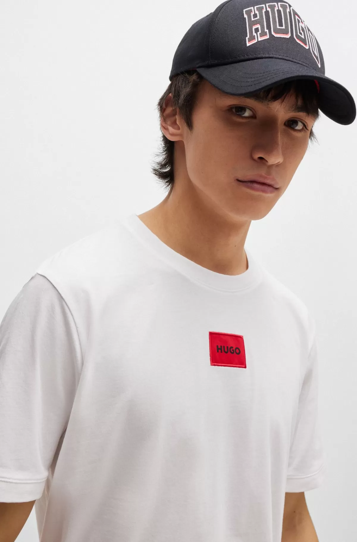 HUGO BOSS T-shirt I Bomuldsjersey Med Logomærkat Hvid Shop