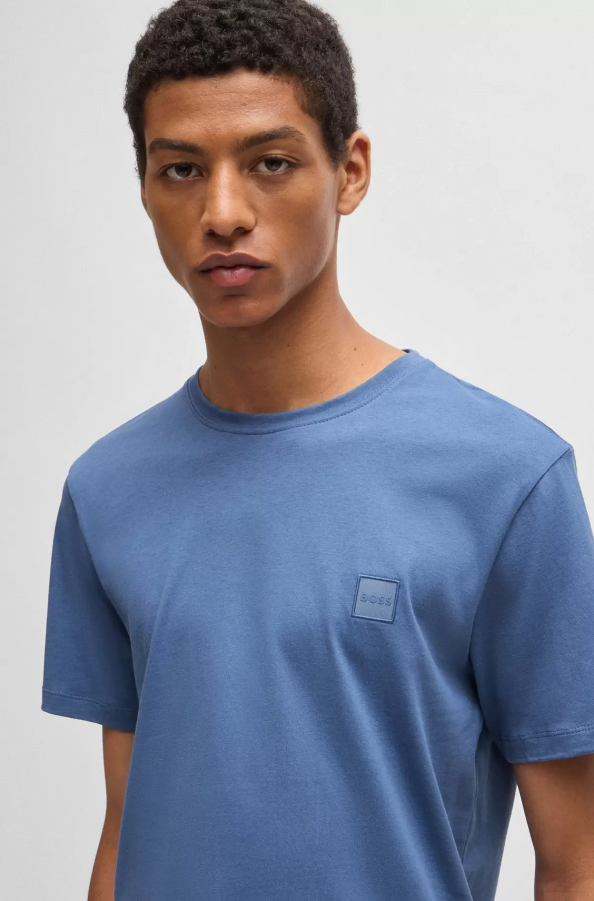 HUGO BOSS T-shirt I Bomuldsjersey Med Logomærke Blå Sale