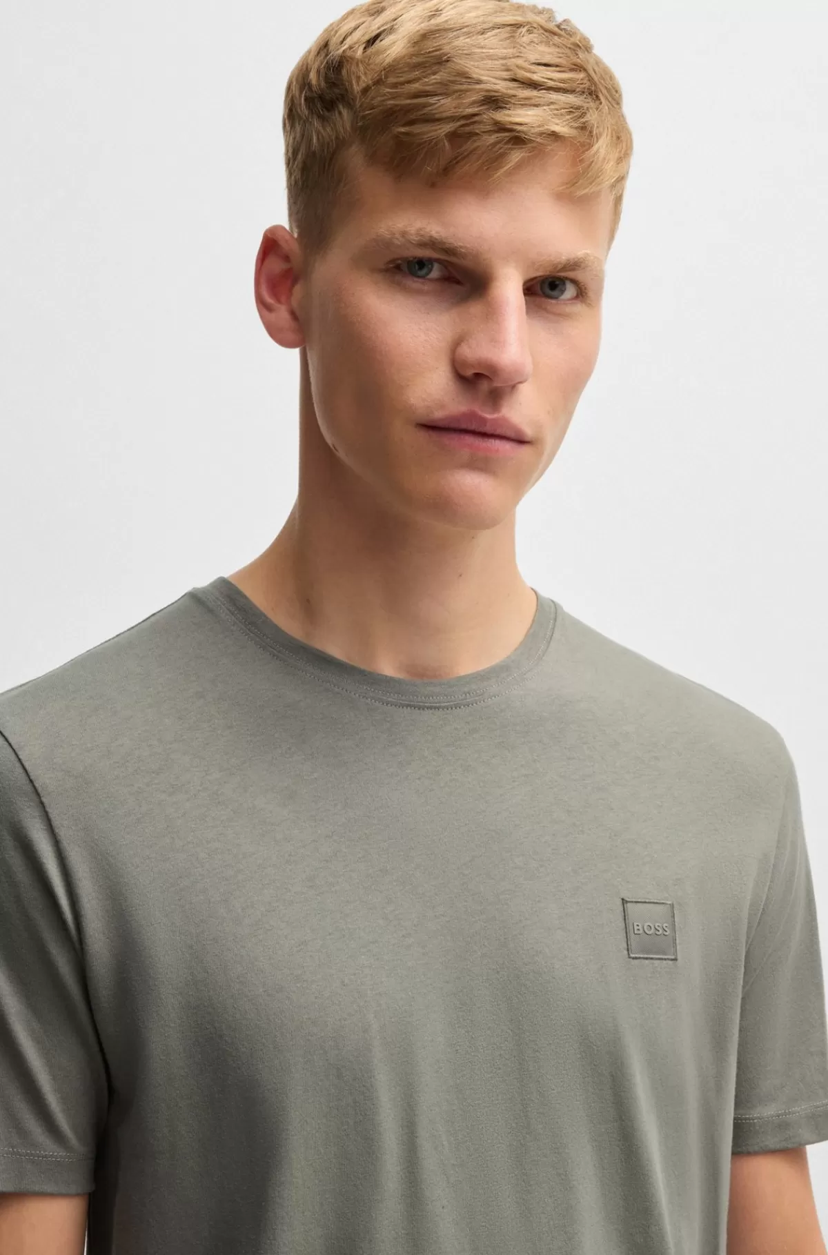 HUGO BOSS T-shirt I Bomuldsjersey Med Logomærke Grå Cheap
