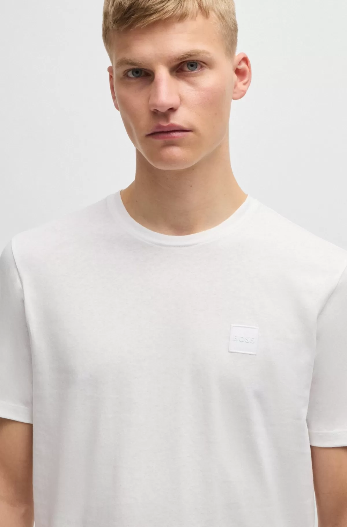 HUGO BOSS T-shirt I Bomuldsjersey Med Logomærke Hvid Hot
