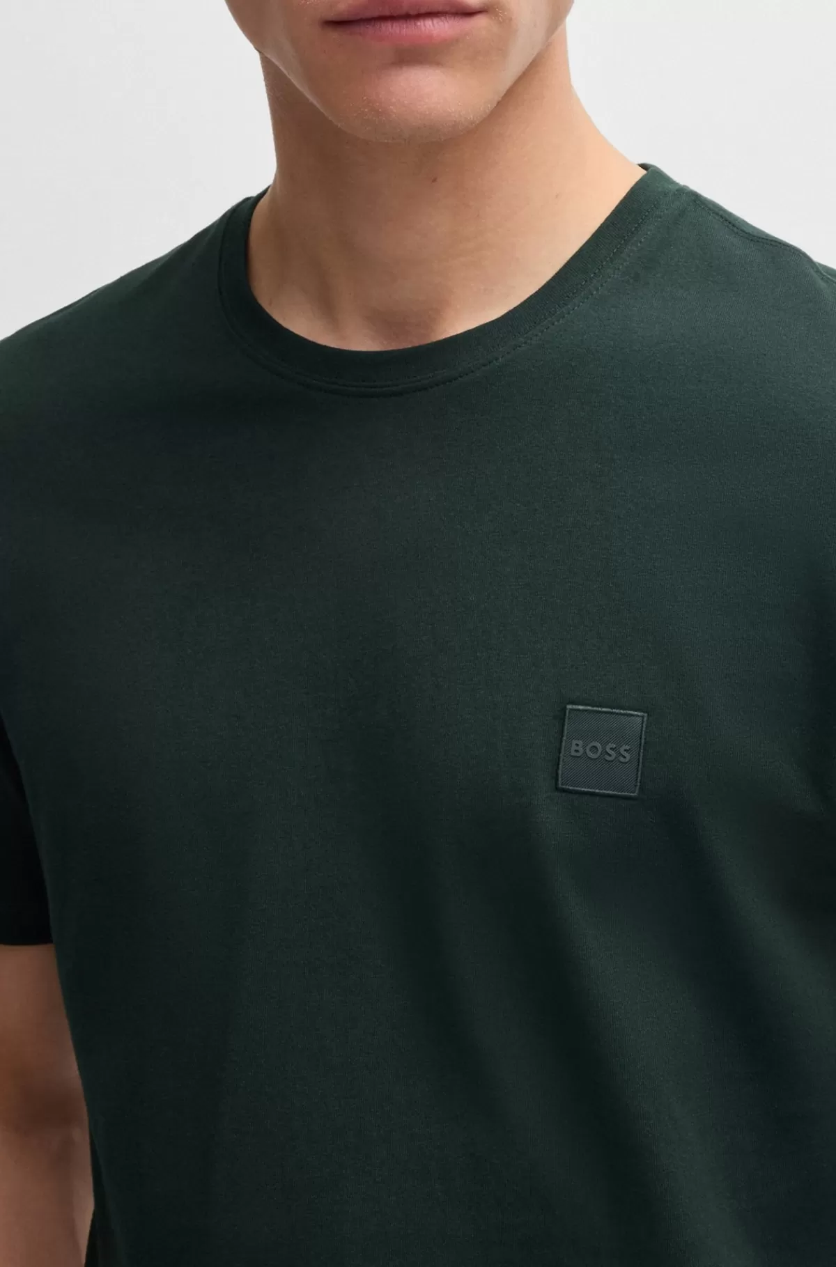 HUGO BOSS T-shirt I Bomuldsjersey Med Logomærke Mørkegrøn Fashion