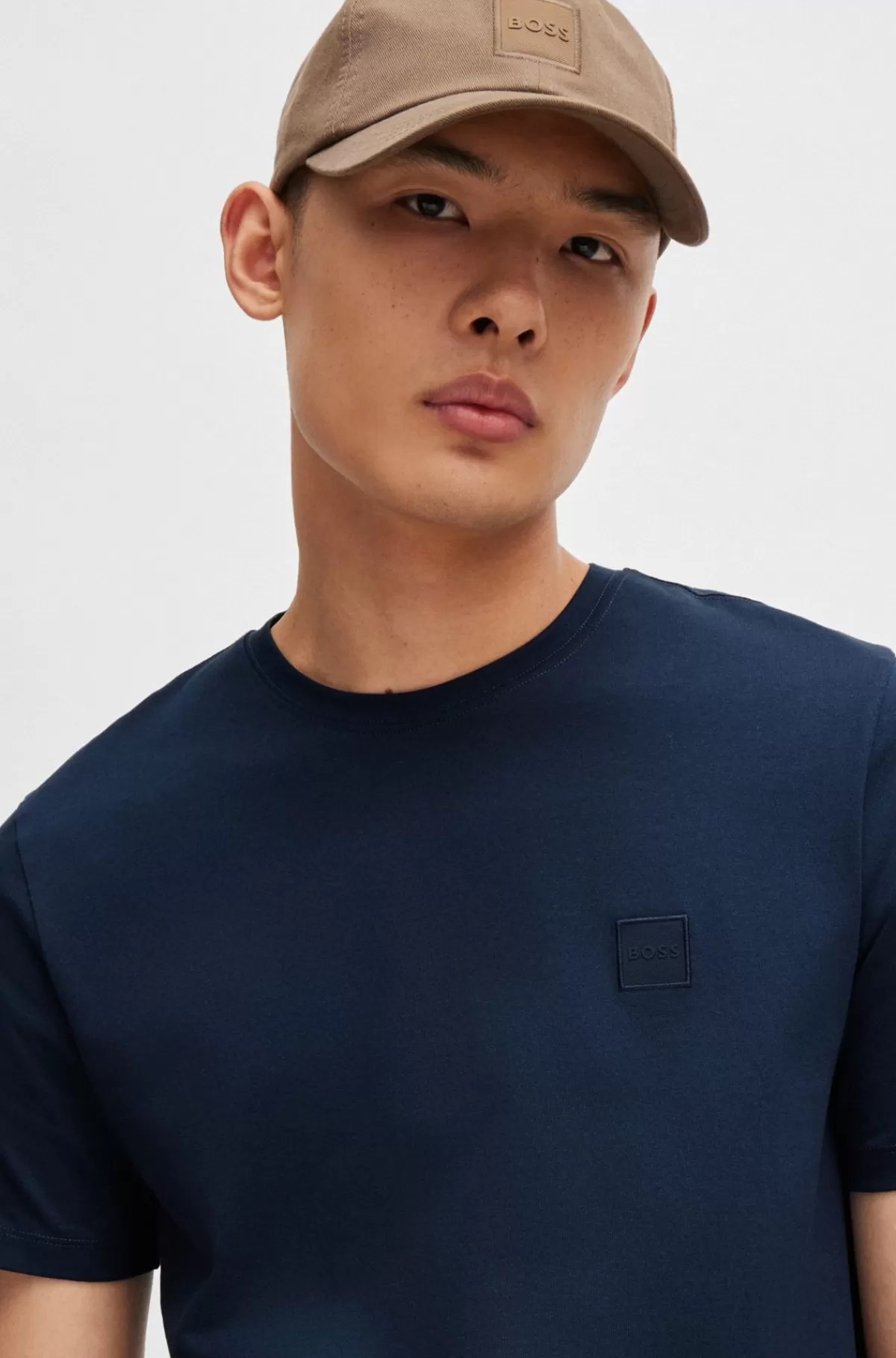 HUGO BOSS T-shirt I Bomuldsjersey Med Logomærke Mørkeblå Store