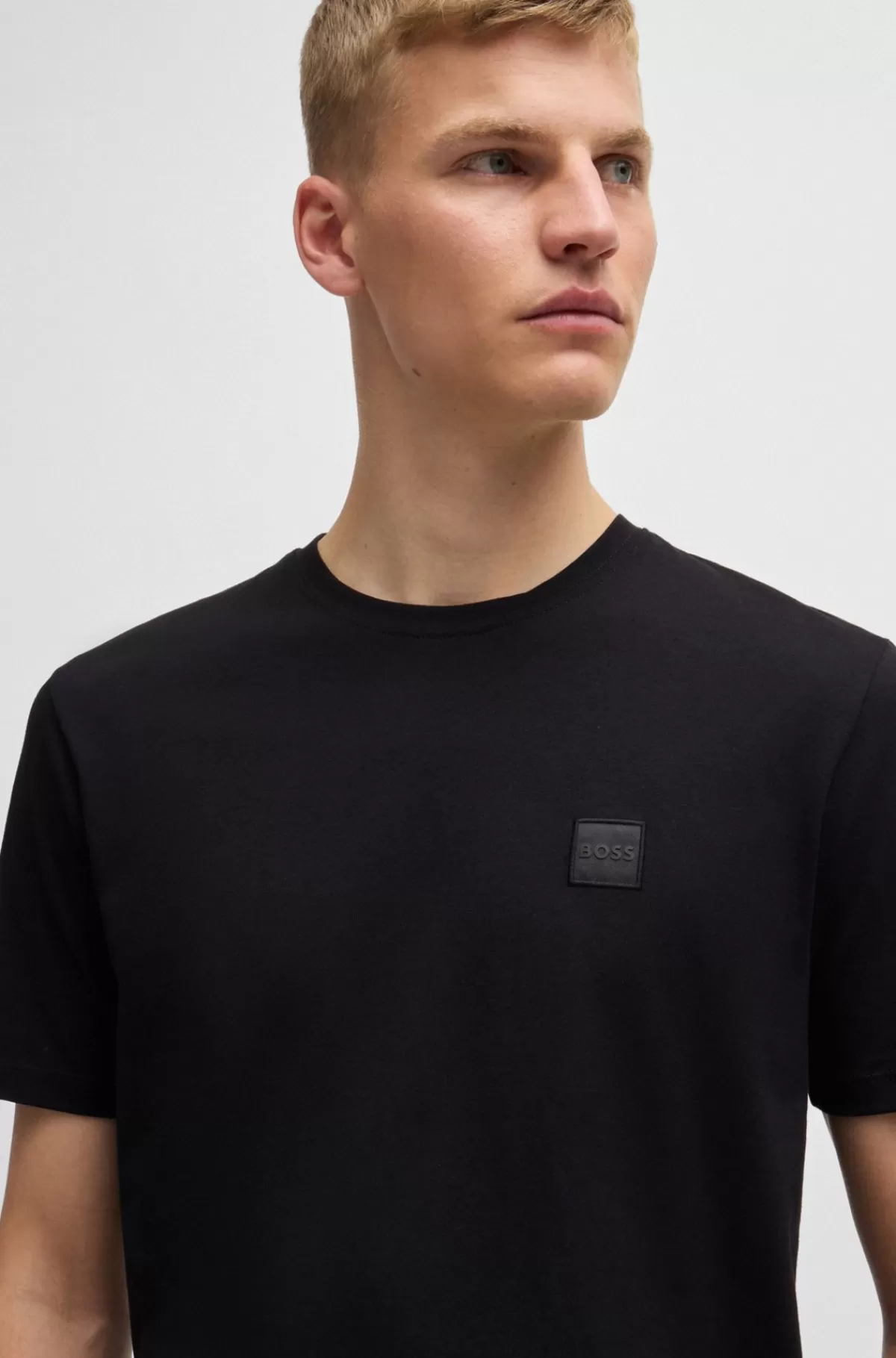HUGO BOSS T-shirt I Bomuldsjersey Med Logomærke Sort Clearance