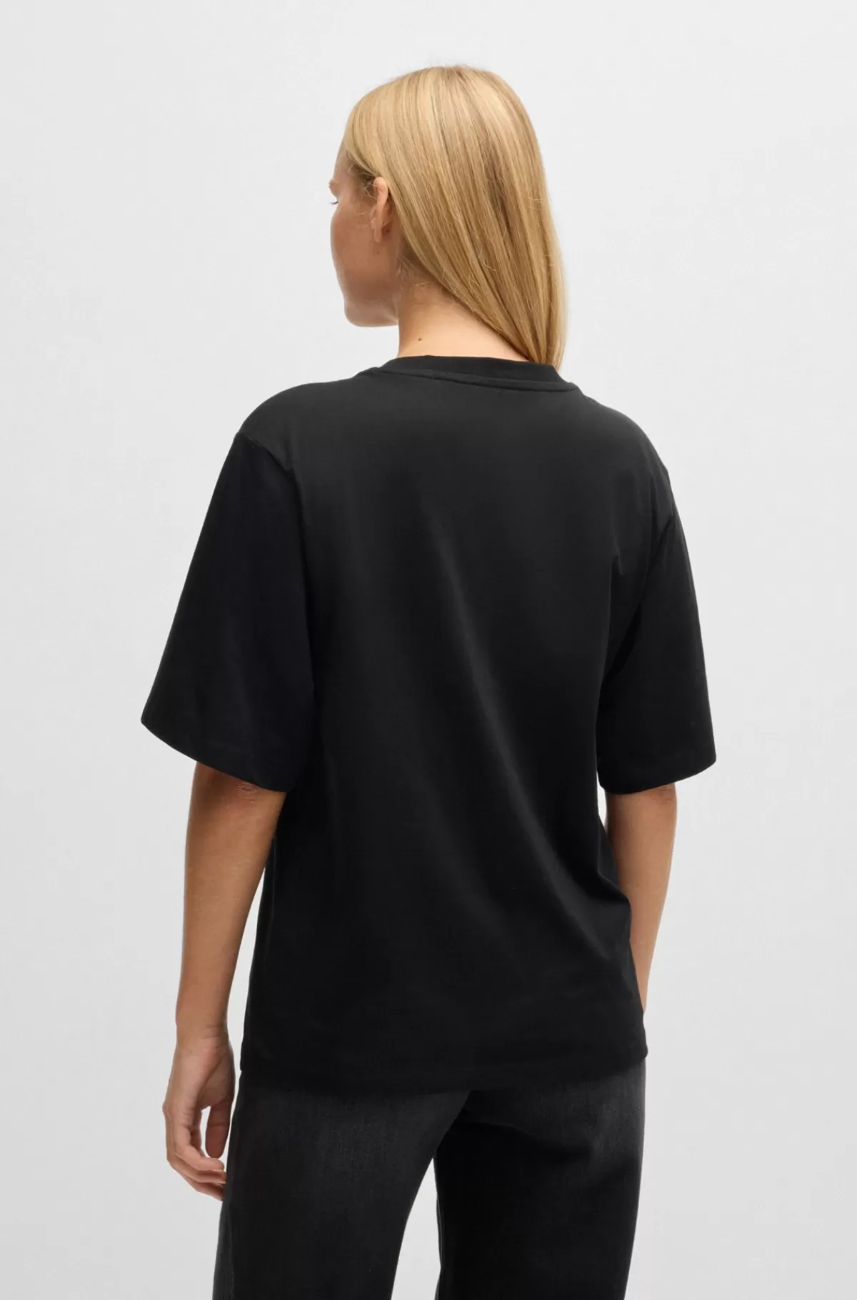 HUGO BOSS T-shirt I Bomuldsjersey Med Logoprint Sort Hot