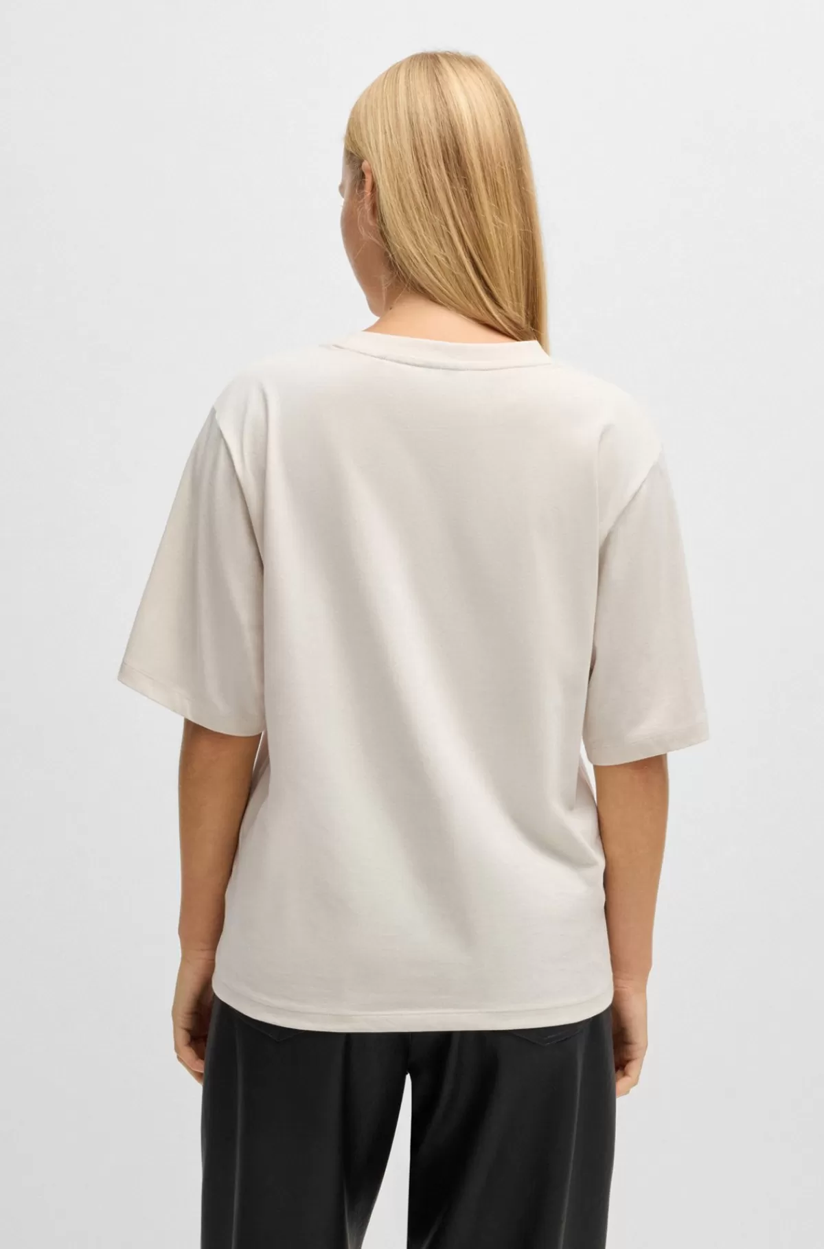 HUGO BOSS T-shirt I Bomuldsjersey Med Logoprint Hvid Online