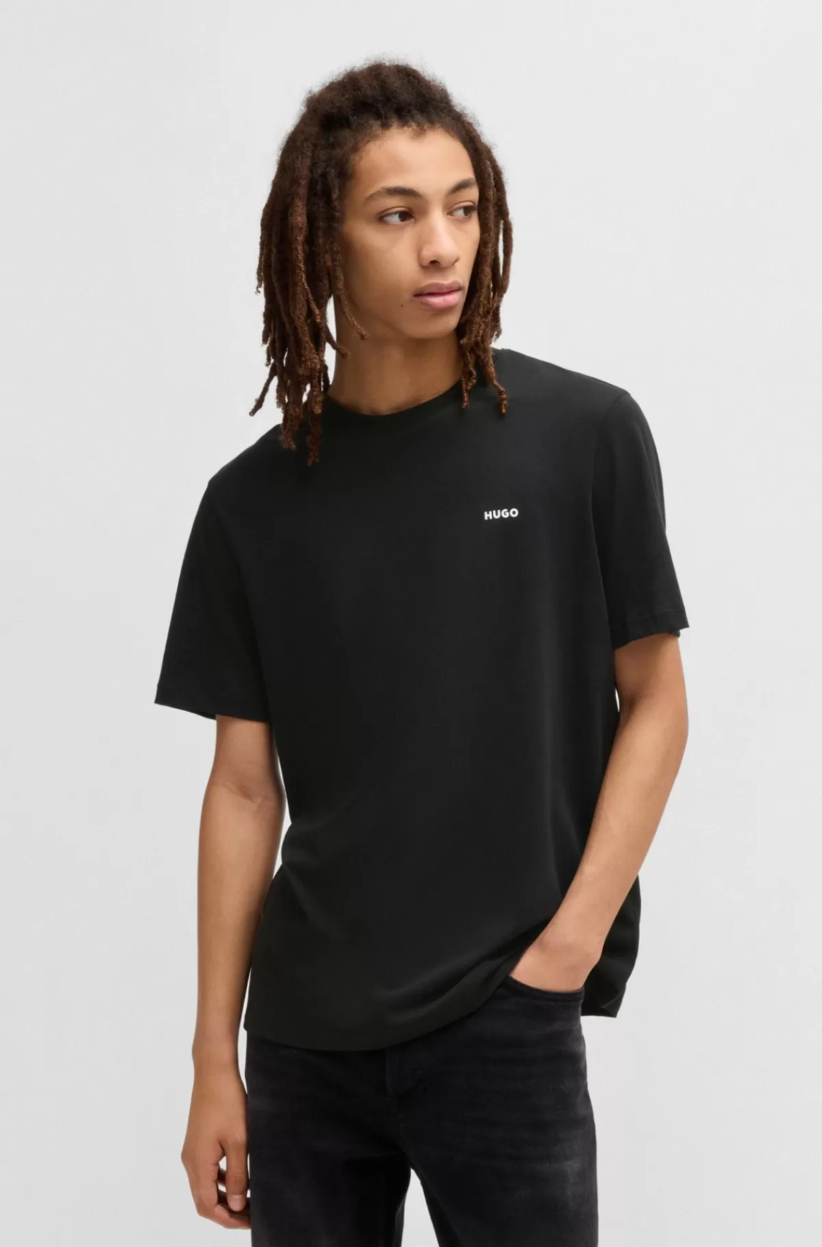HUGO BOSS T-shirt I Bomuldsjersey Med Logotryk Sort Online