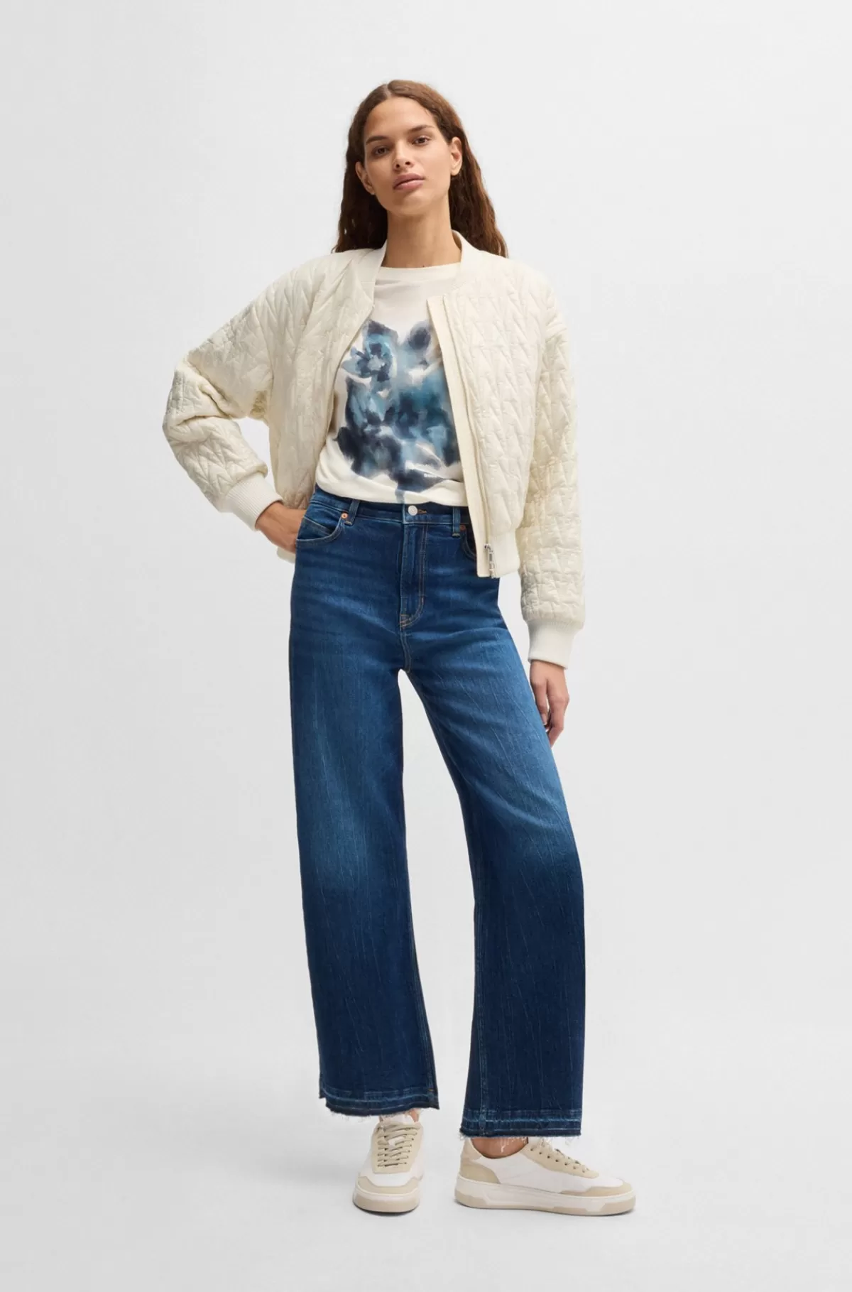 HUGO BOSS T-shirt I Bomuldsjersey Med Oversize Fit Og Sæsonens Grafik Naturlig Shop