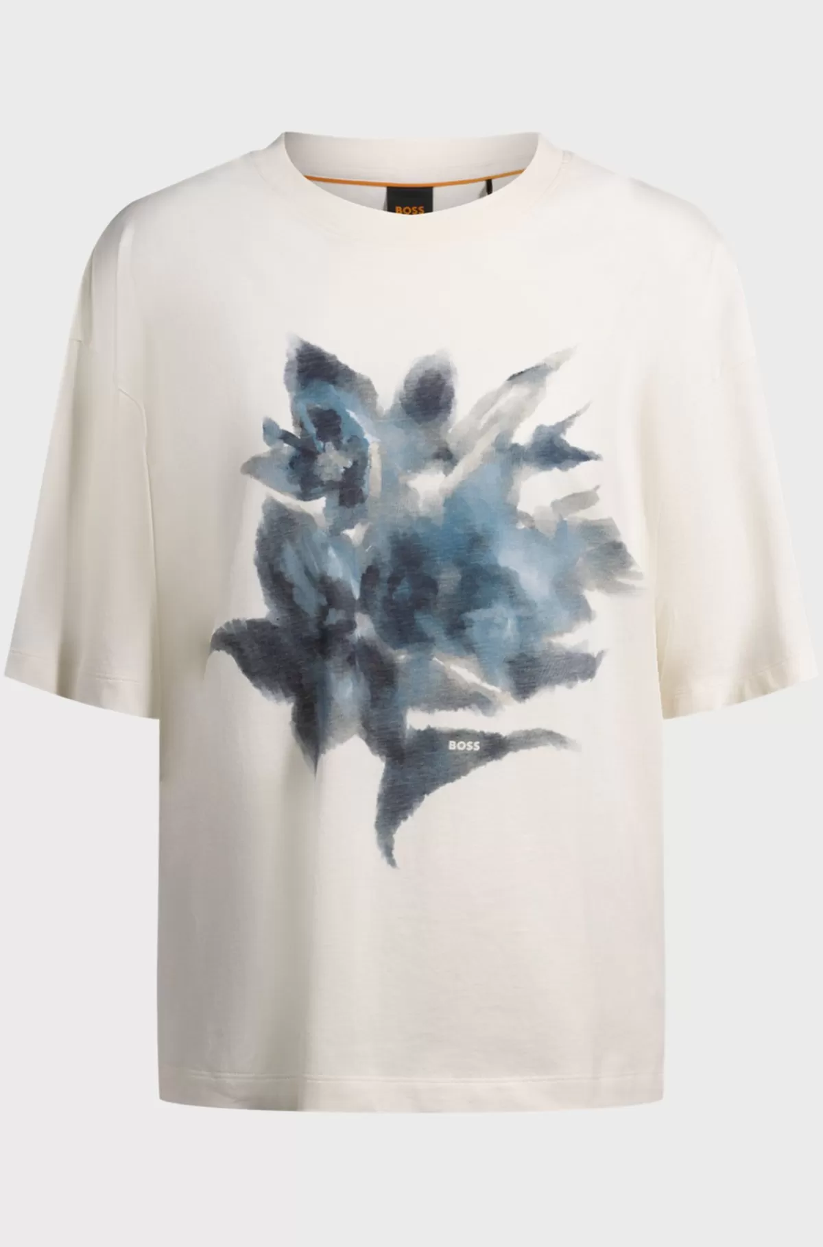 HUGO BOSS T-shirt I Bomuldsjersey Med Oversize Fit Og Sæsonens Grafik Naturlig Shop