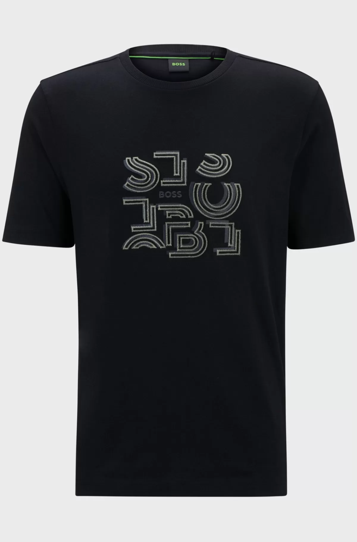 HUGO BOSS T-shirt I Bomuldsjersey Med Regular Fit Og Grafik Med Typografi Sort Shop