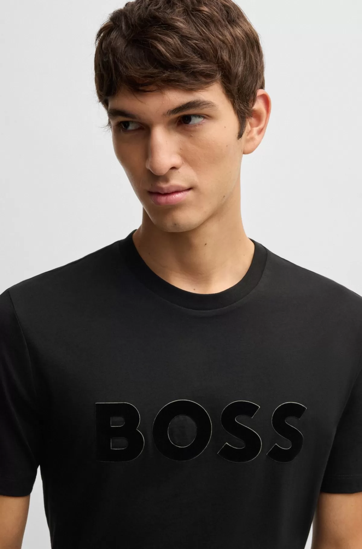 HUGO BOSS T-shirt I Bomuldsjersey Med Regular Fit Og Logo Sort Best