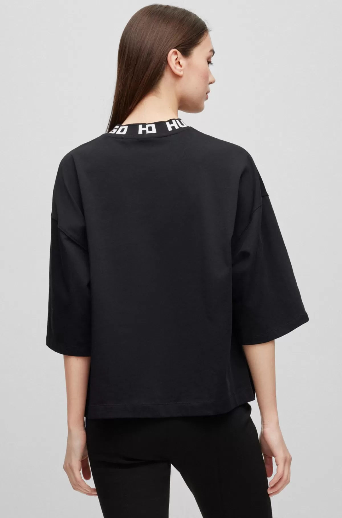 HUGO BOSS T-shirt I Bomuldsjersey Med Relaxed Fit Og Logokrave Sort Shop