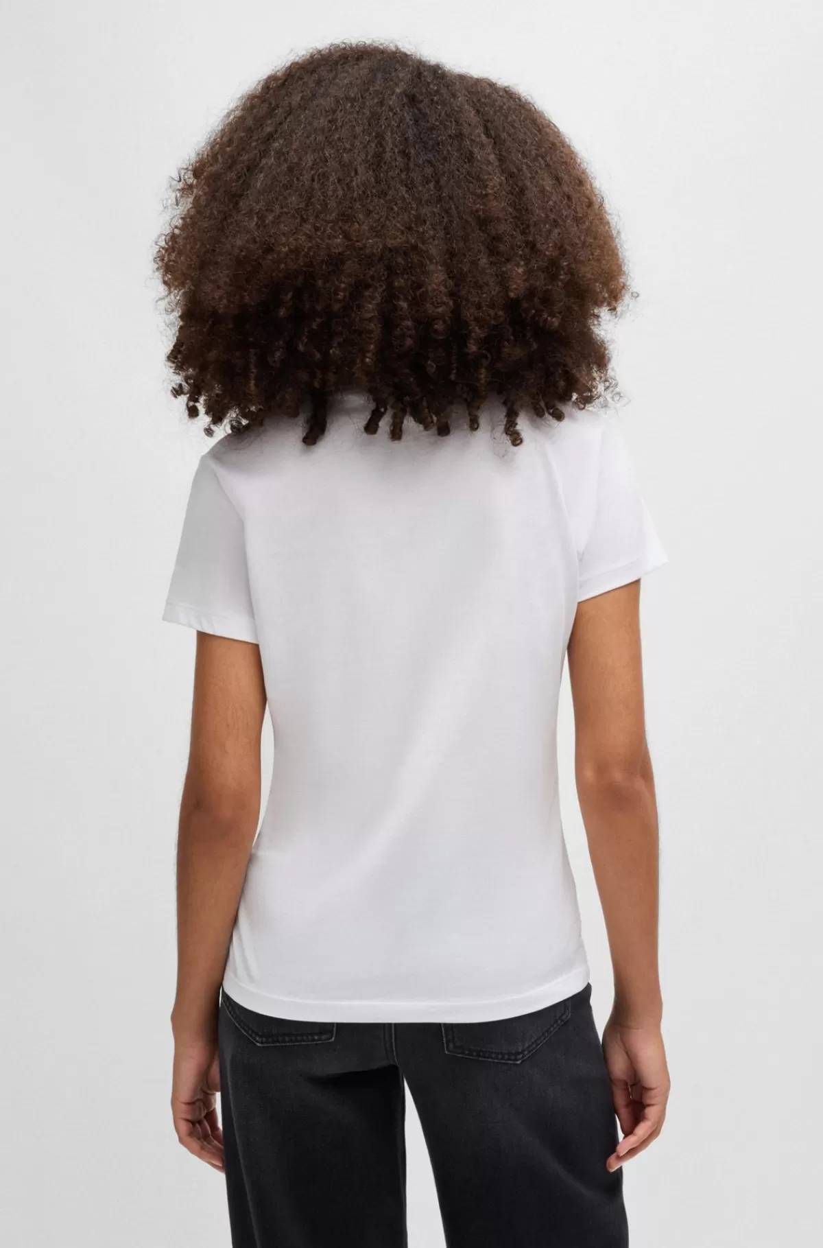 HUGO BOSS T-shirt I Bomuldsjersey Med Slim Fit Og Tone-i-tone-farvet Logo Hvid Shop