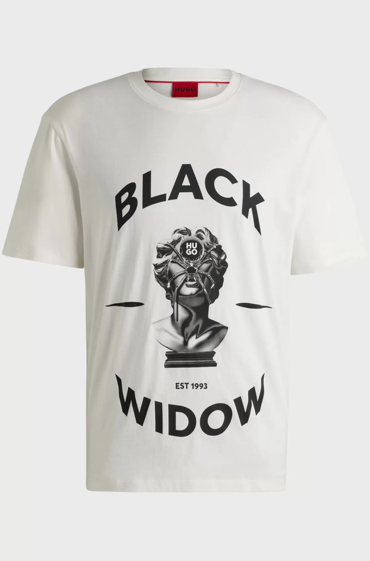 HUGO BOSS T-shirt I Bomuldsjersey Med Spider-print Hvid Cheap