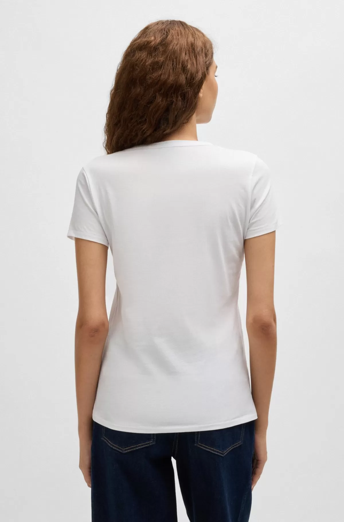 HUGO BOSS T-shirt I Bomuldsjersey Med Sæsonbetonet Logoprint Hvid Fashion
