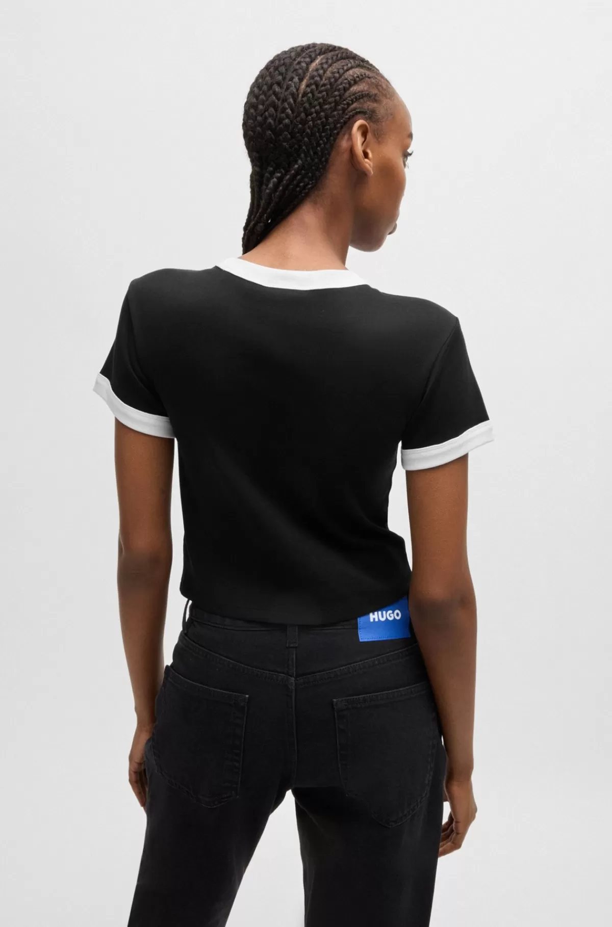 HUGO BOSS T-shirt I Bomuldsjersey Med Sæsonens Grafiske Print Sort Best