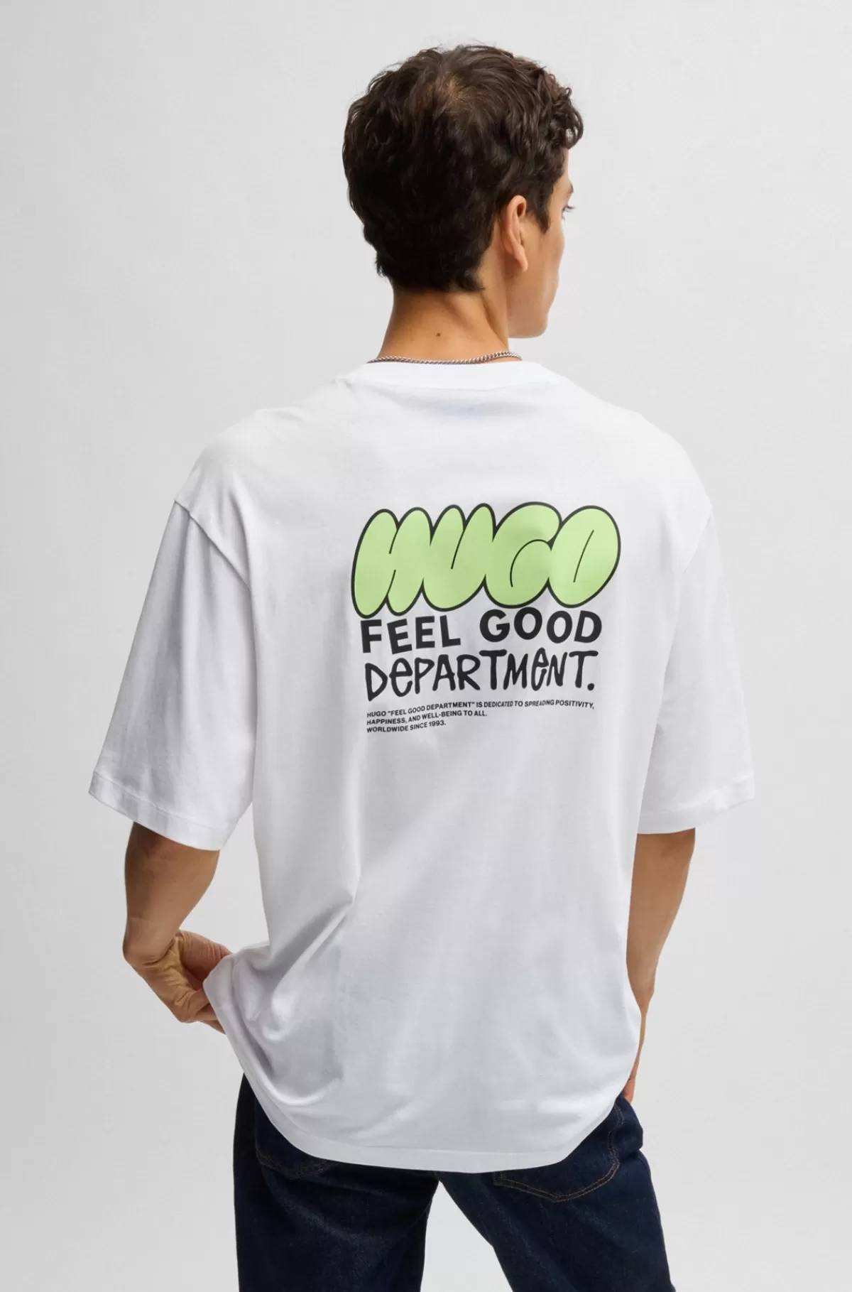 HUGO BOSS T-shirt I Bomuldsjersey Med Sæsonens Print Hvid Best Sale