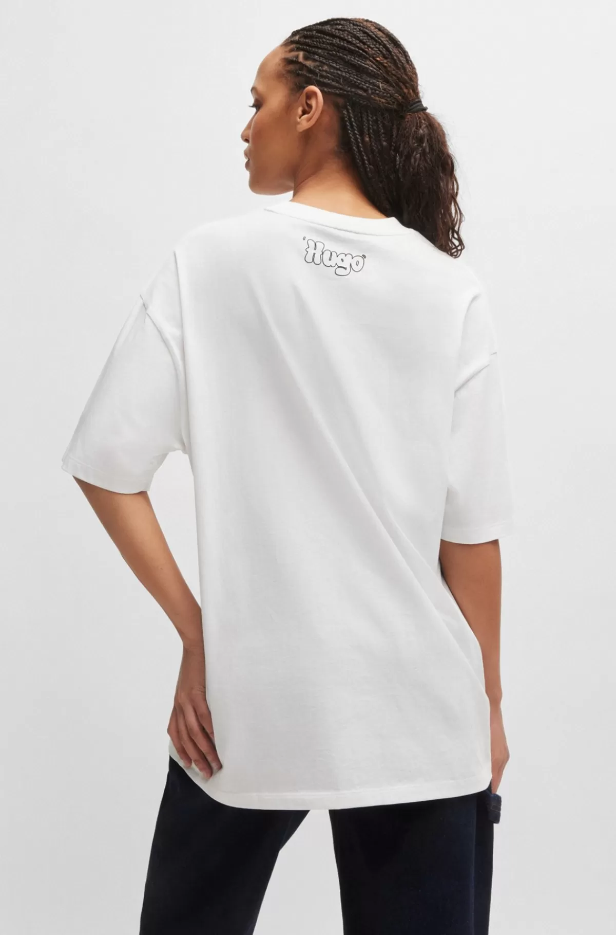 HUGO BOSS T-shirt I Bomuldsjersey Med Sæsoninspireret Grafisk Tryk Hvid Sale