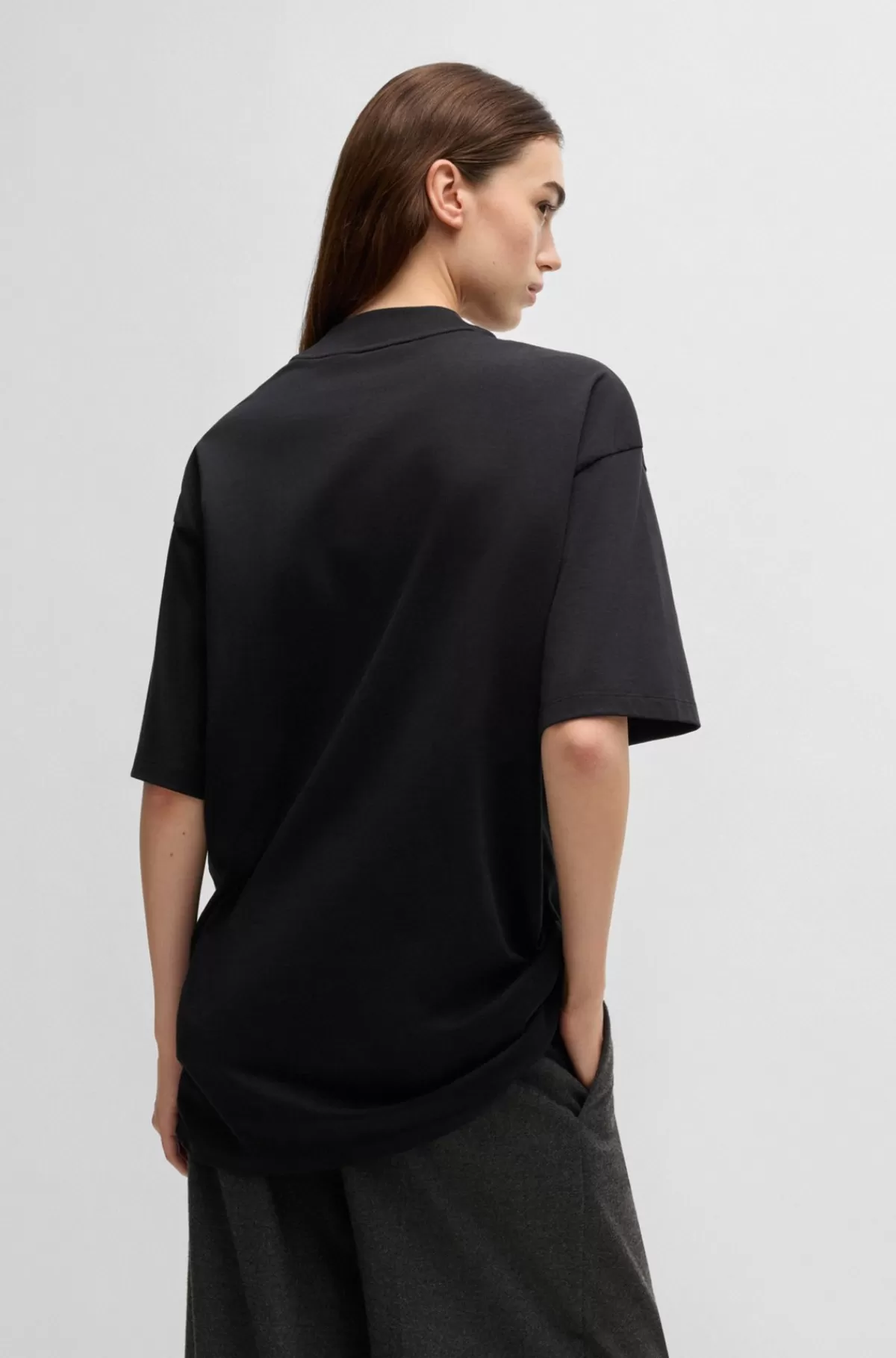 HUGO BOSS T-shirt I Bomuldsjersey Med Stablet Logo Sort Cheap