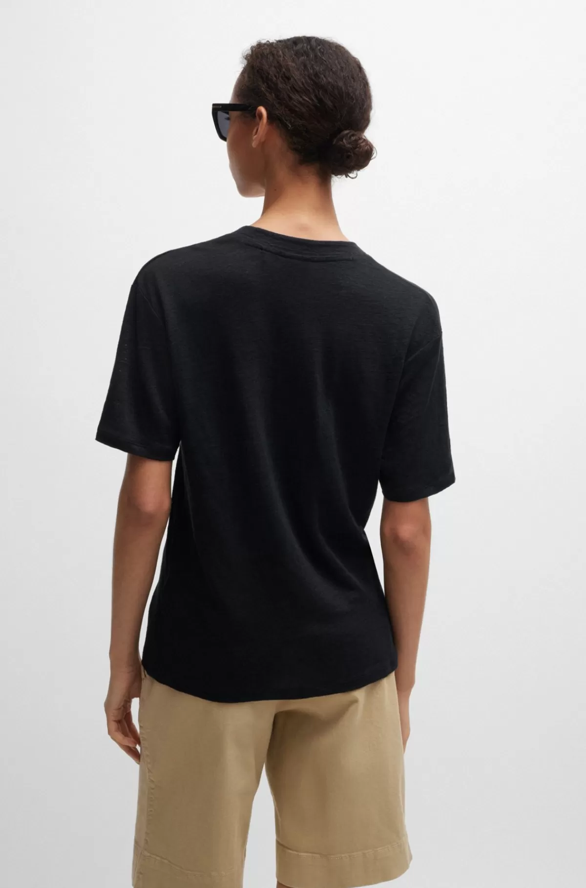 HUGO BOSS T-shirt I Hør Med V-hals Sort Best