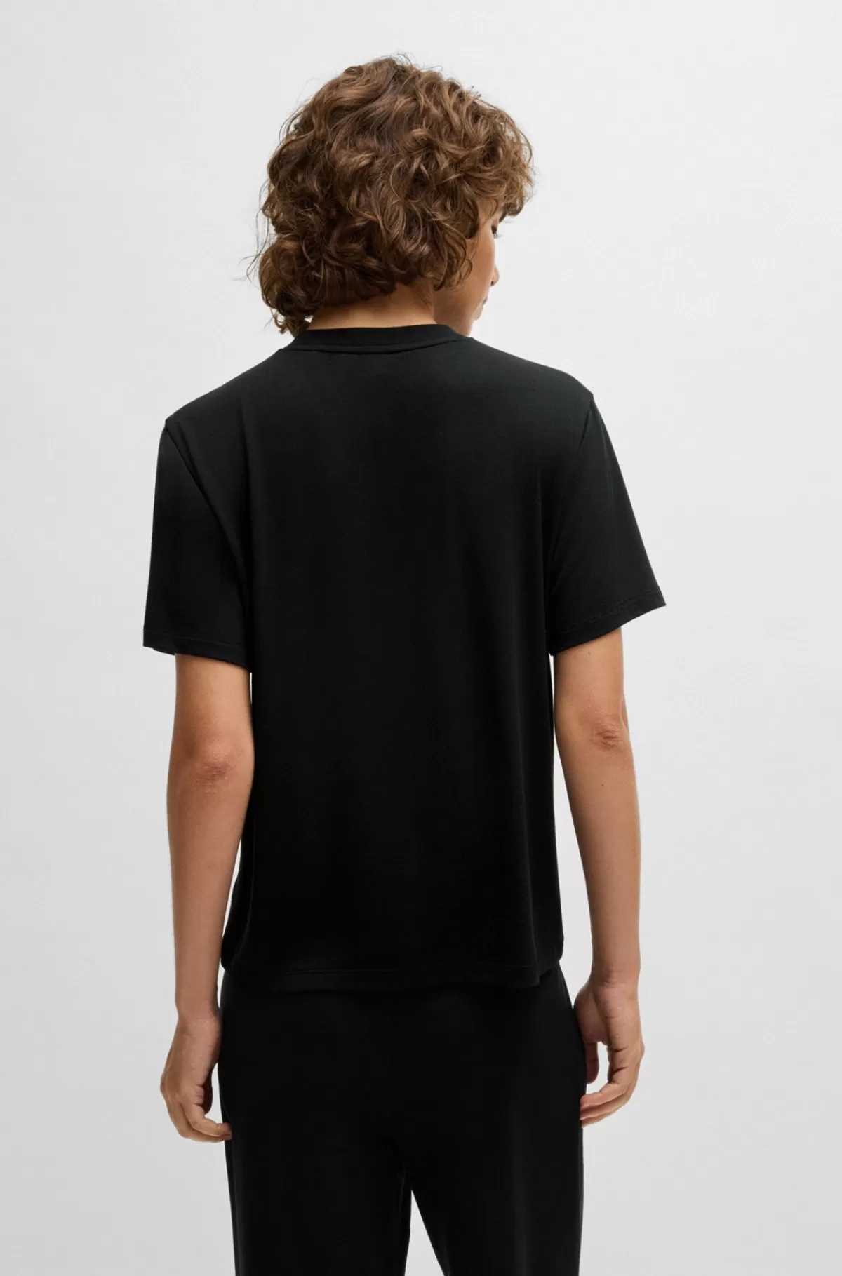 HUGO BOSS T-shirt I Jersey Med Stræk Og Regular Fit Samt Broderet Logo Sort Clearance