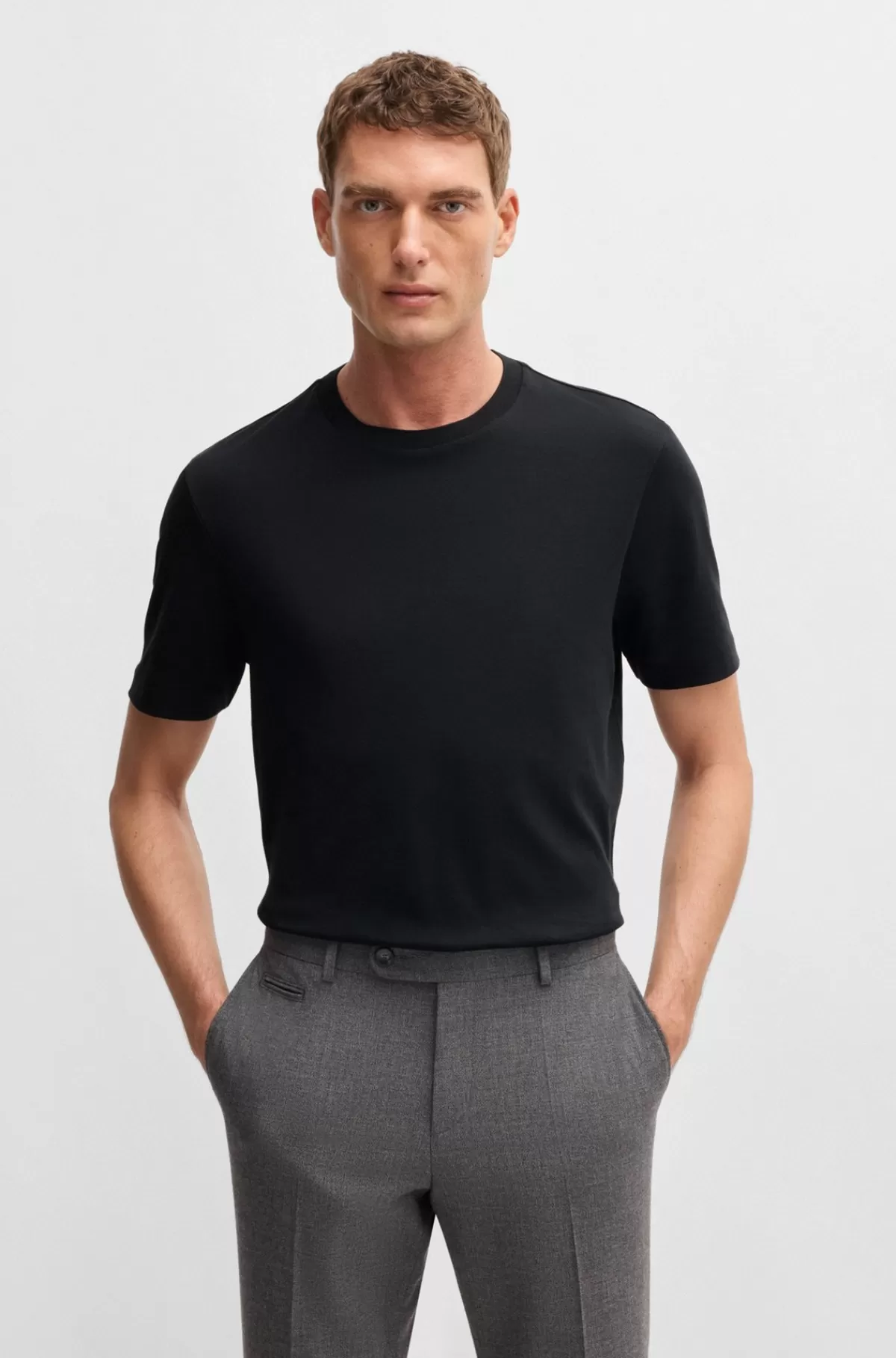 HUGO BOSS T-shirt I Luksusbomuld Fra BOSS SELECTED BY BECKHAM Mørkeblå Discount