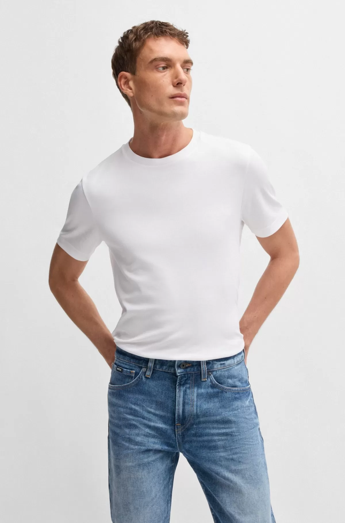 HUGO BOSS T-shirt I Luksusbomuld Fra BOSS SELECTED BY BECKHAM Hvid Online