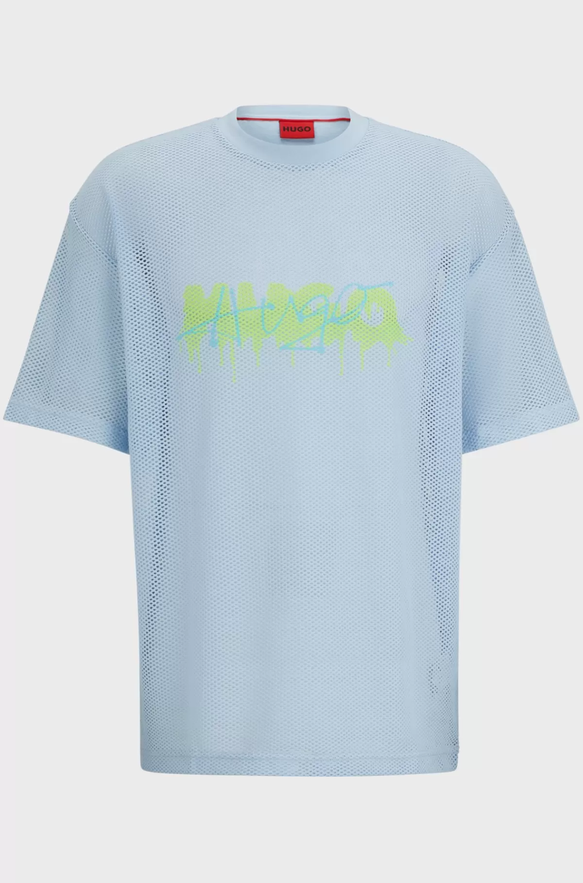 HUGO BOSS T-shirt I Mesh Med Oversize Fit Og Den Nye Sæsons Logo Lyseblå Online