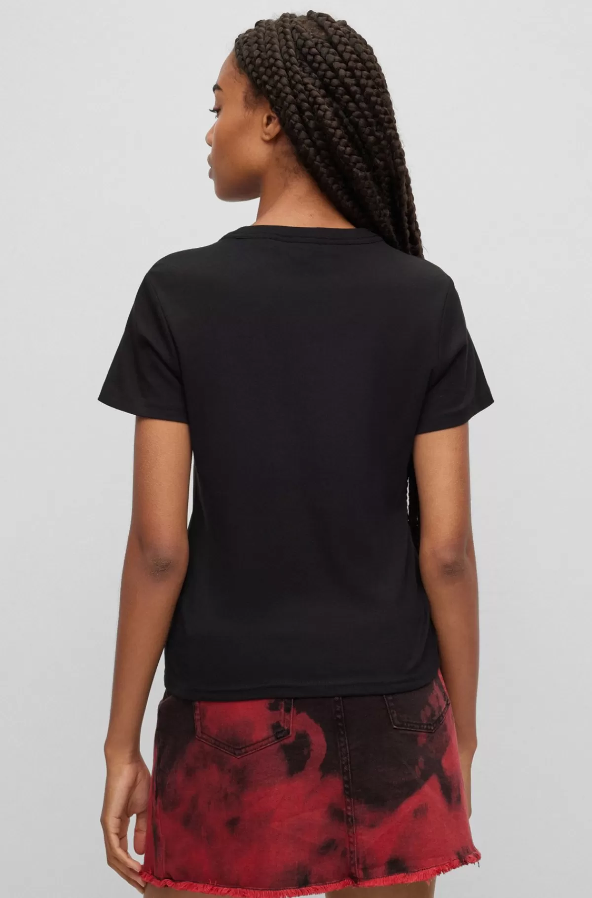 HUGO BOSS T-shirt I Ren Bomuldsjersey Med Tuschinspireret Logo Sort Sale