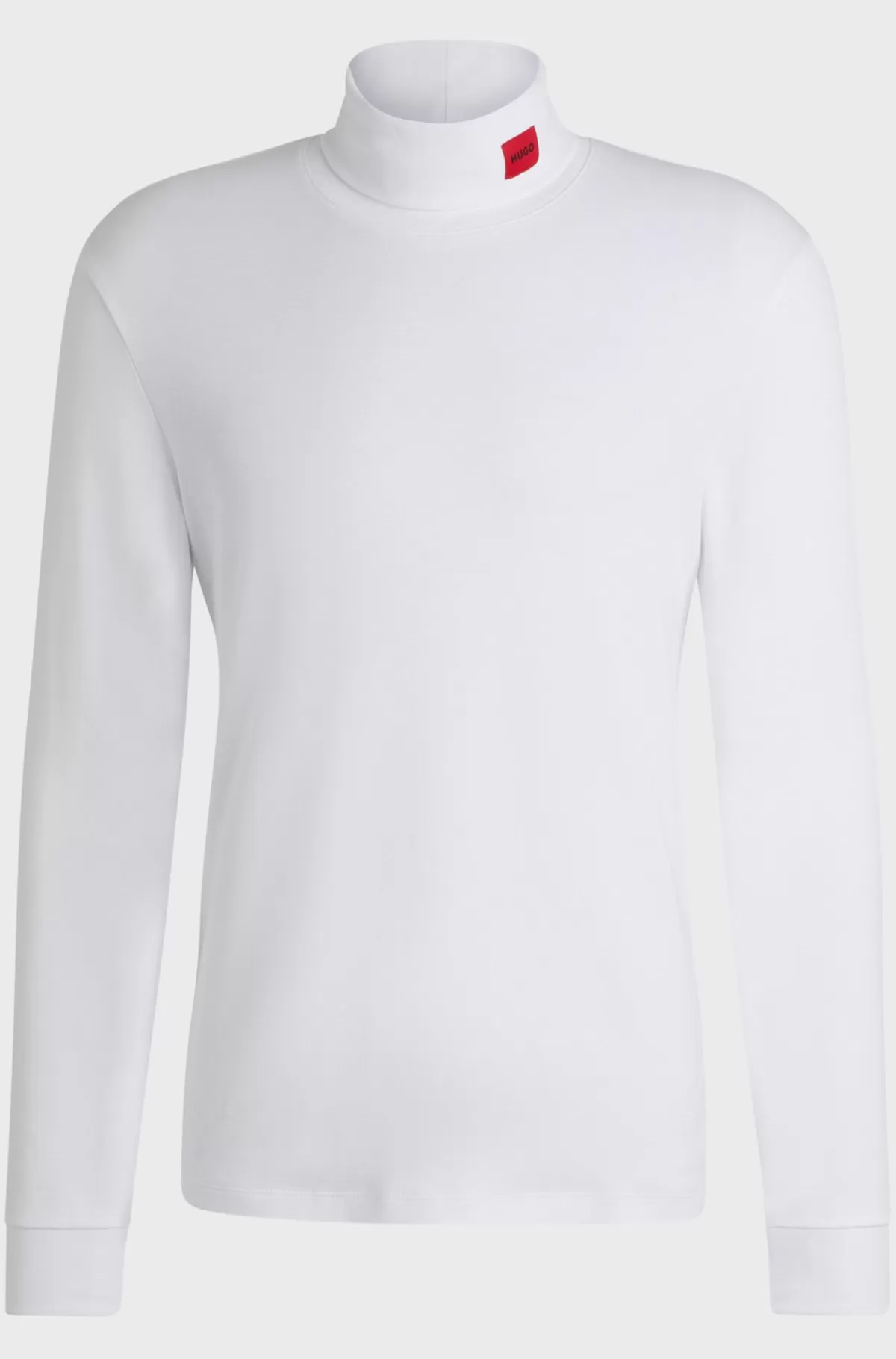 HUGO BOSS T-shirt I Slank Pasform Med Lange ærmer Og Rødt Logomærke Hvid Hot