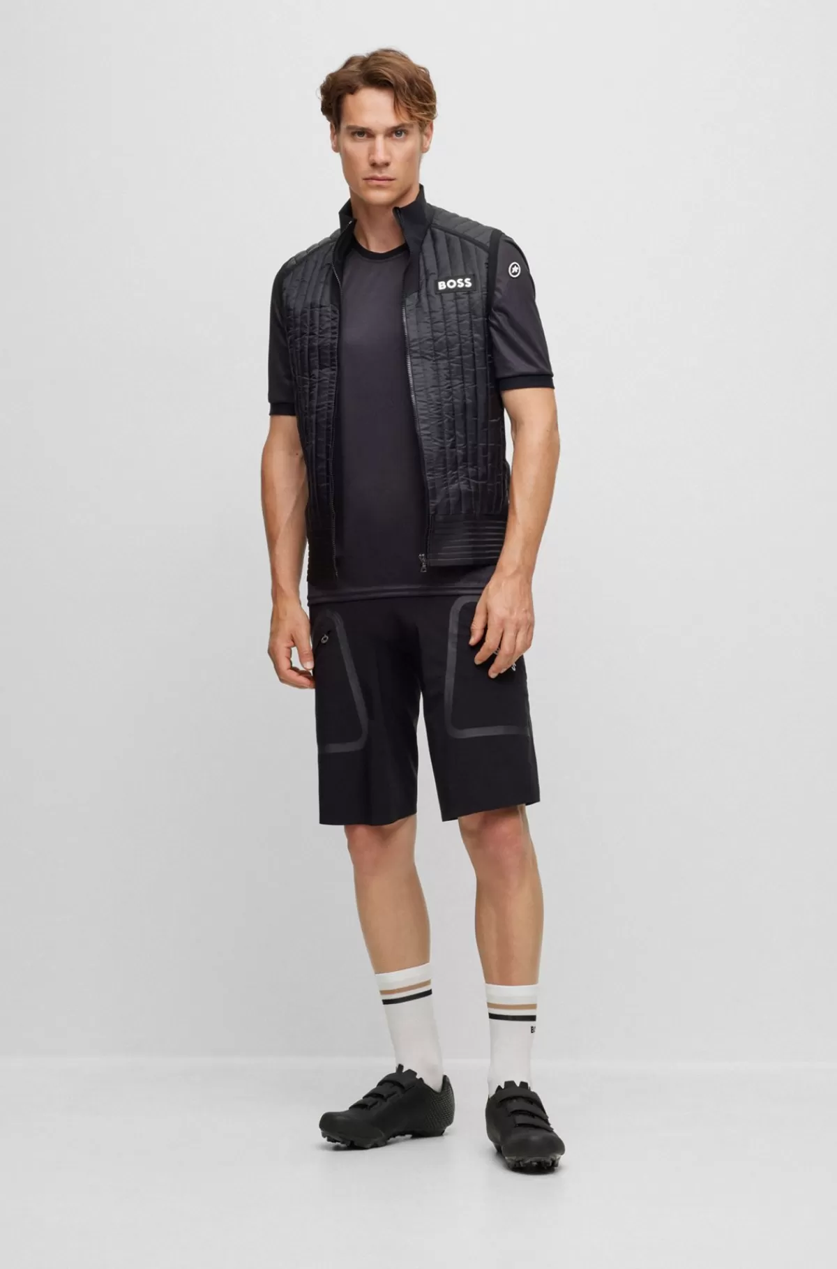 HUGO BOSS T-shirt I UPF35-jersey Og Med Branding Fra BOSS X ASSOS Sort Hot