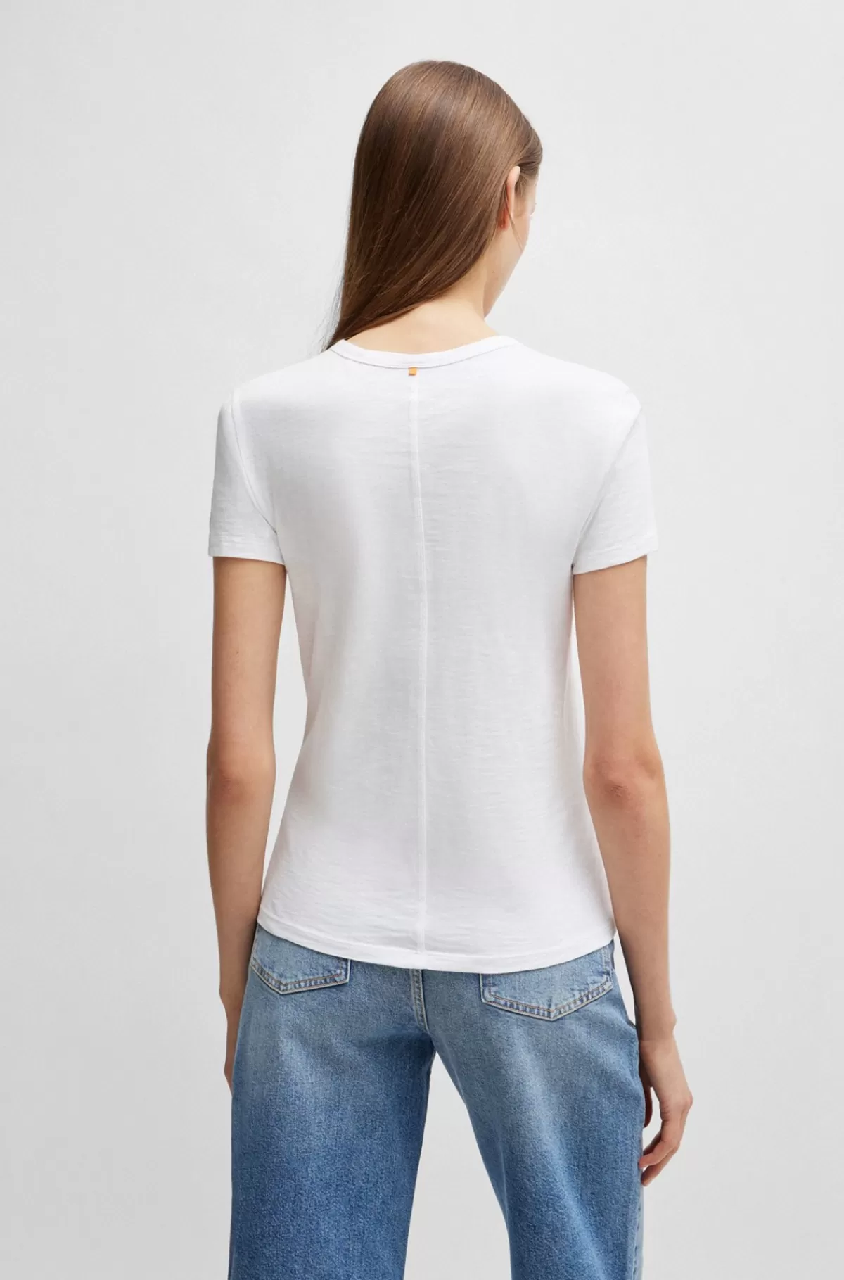 HUGO BOSS T-shirt Med Bådudskæring I Bomuld Med Slubeffekt Hvid Flash Sale