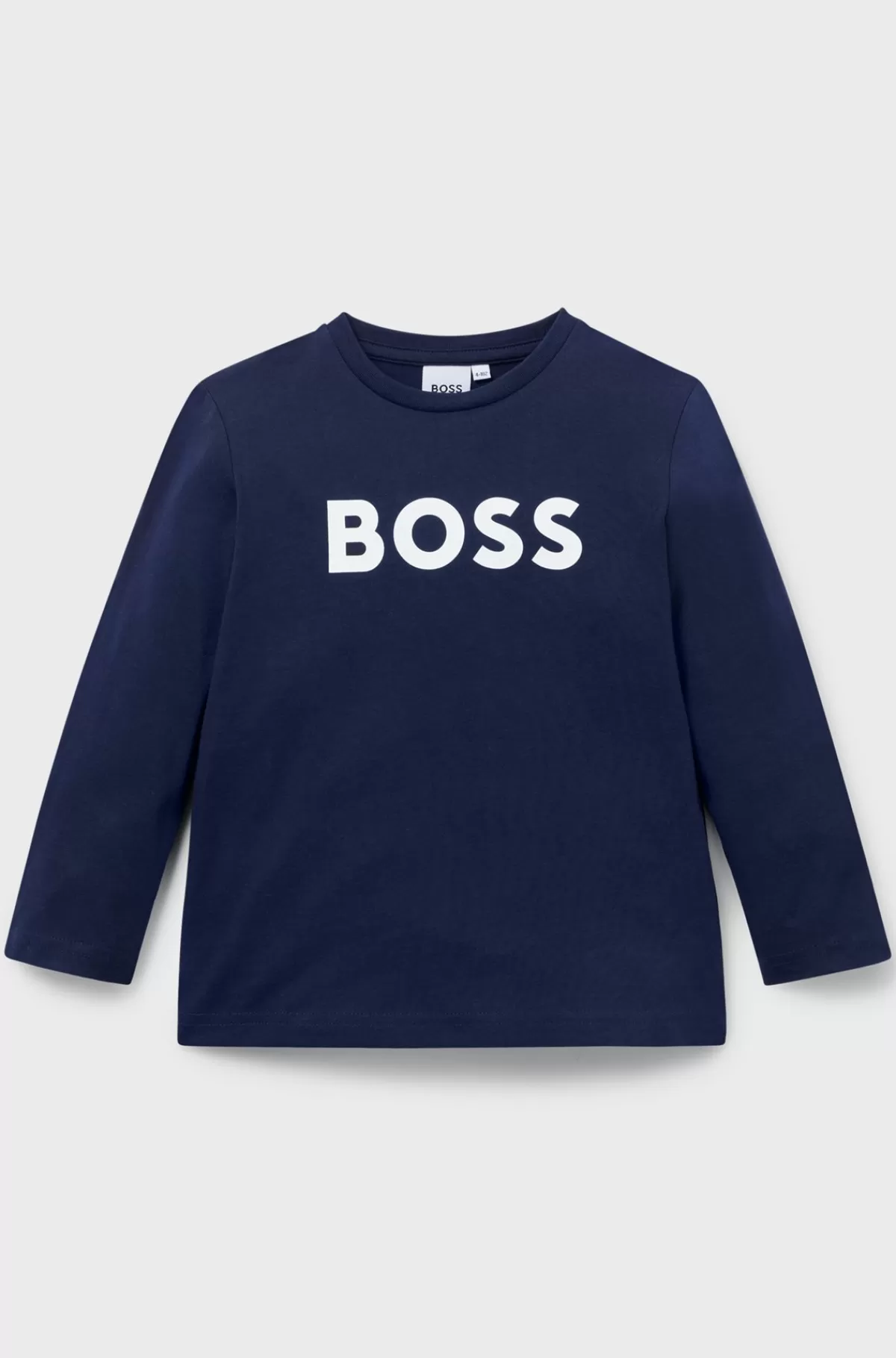 HUGO BOSS T-shirt Med Lange ærmer I Bomuld Med Logo I Kontrastfarve Til Børn Mørkeblå Flash Sale