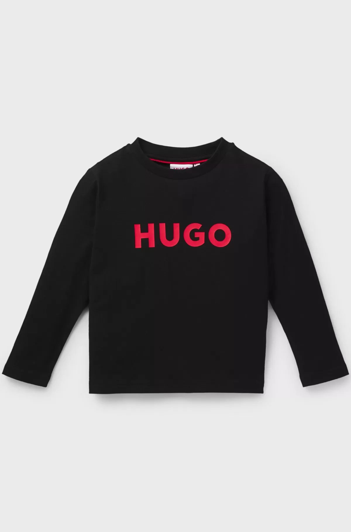 HUGO BOSS T-shirt Med Lange ærmer I Bomuld Med Logoprint Til Børn Sort Hot