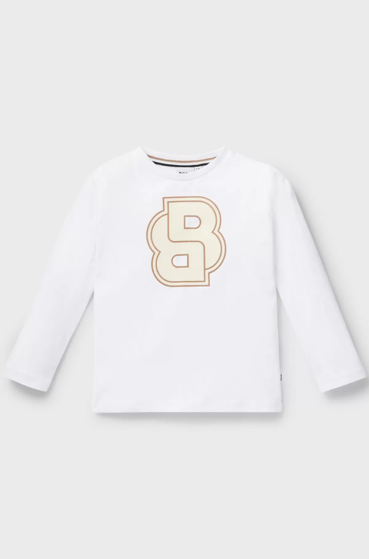 HUGO BOSS T-shirt Med Lange ærmer Til Børn I Bomuld Med Dobbelt B-monogram Hvid Cheap
