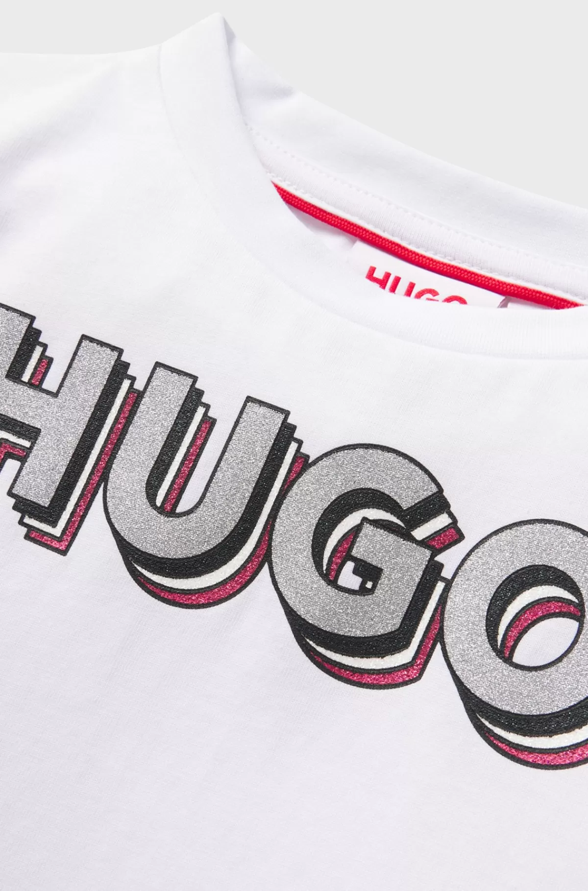 HUGO BOSS T-shirt Med Lange ærmer Til Børn I Bomuld Med Glitterlogo Hvid Cheap