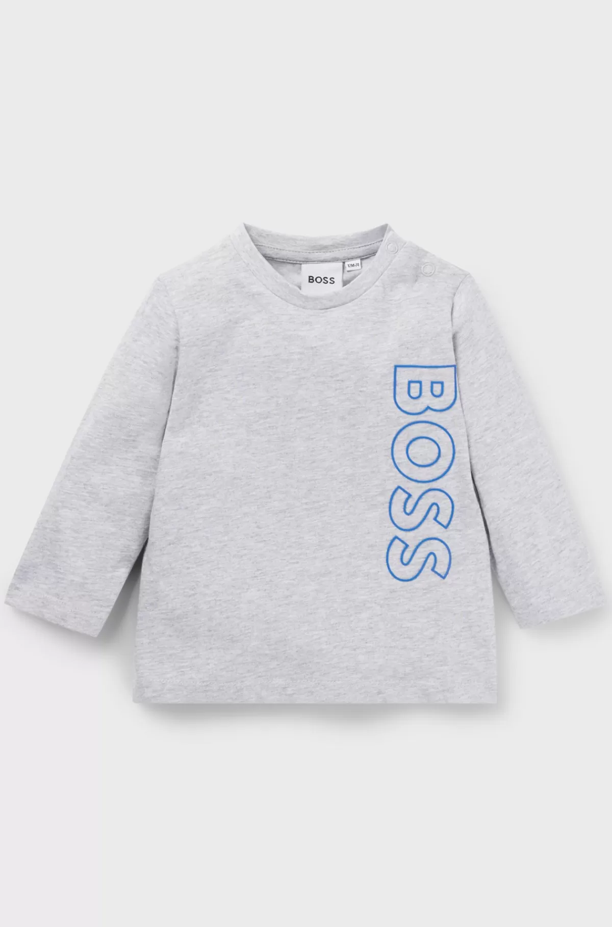 HUGO BOSS T-shirt Med Lange ærmer Til Børn I Bomuld Med Lodret Logo Lysegrå Online