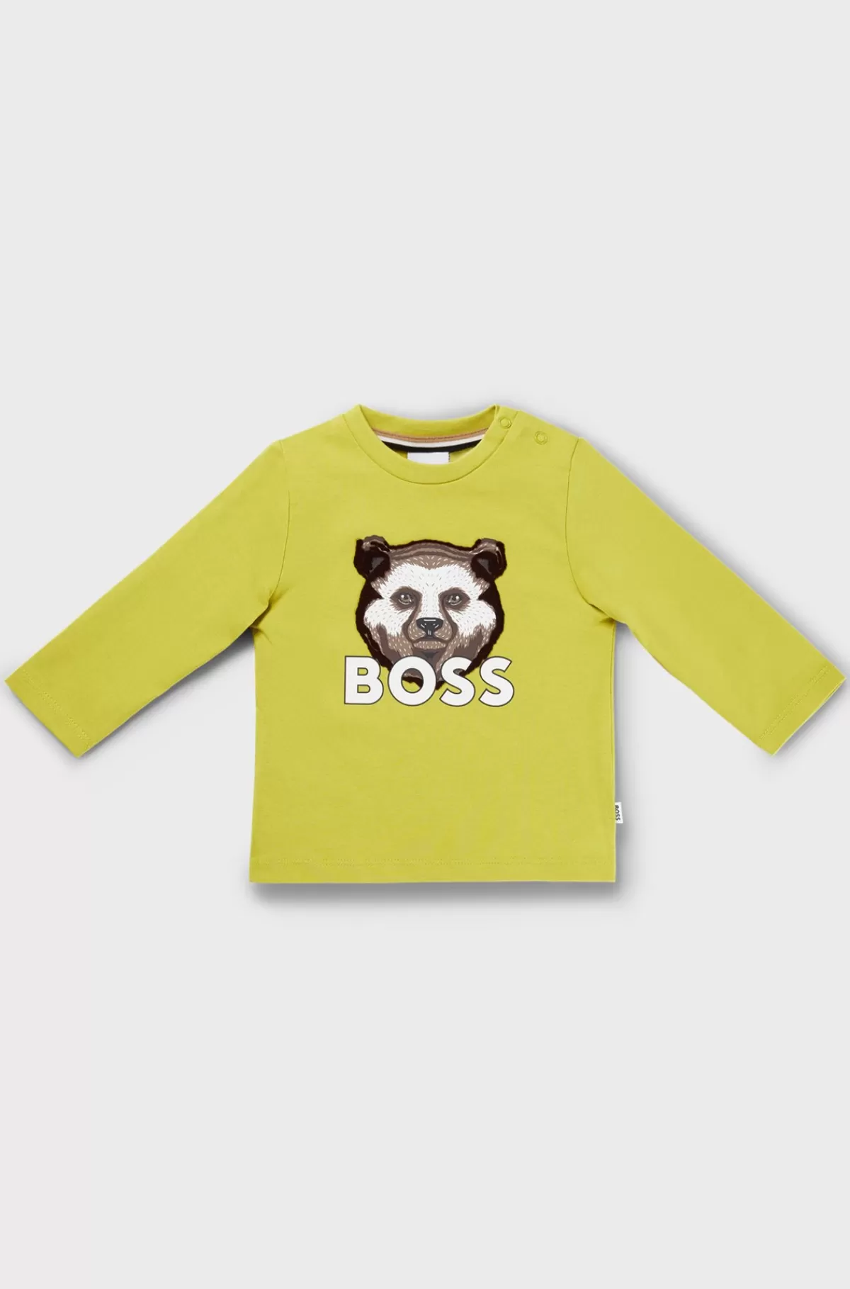 HUGO BOSS T-shirt Med Lange ærmer Til Børn I Bomuld Med Logografik Grøn Hot
