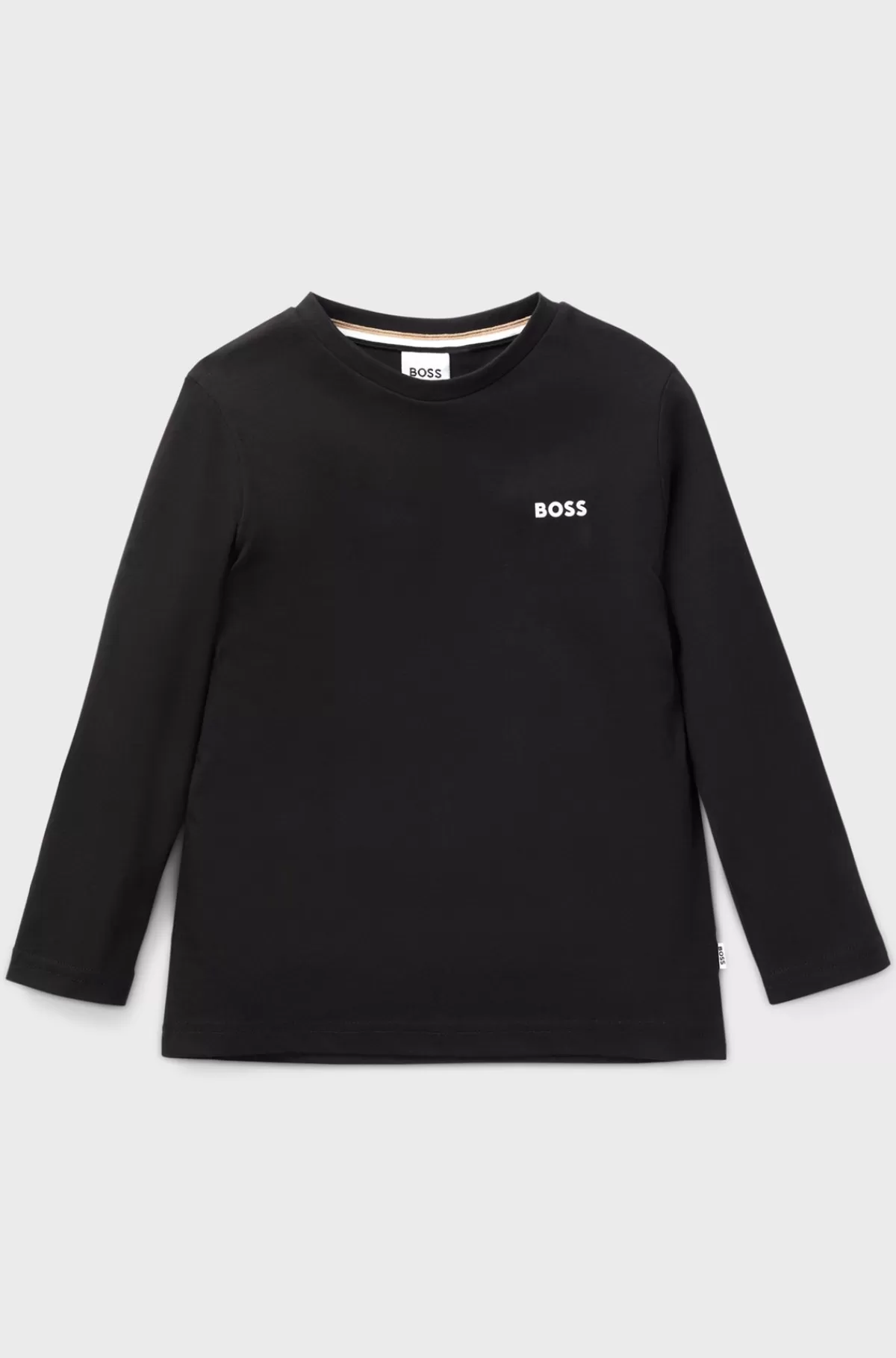 HUGO BOSS T-shirt Med Lange ærmer Til Børn I Bomuld Med Logoprint Sort Best