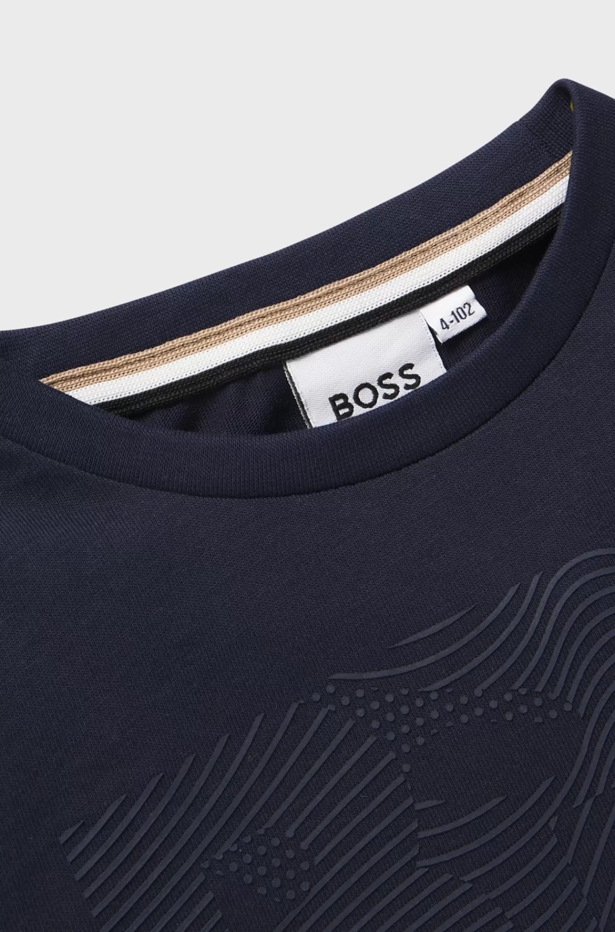 HUGO BOSS T-shirt Med Lange ærmer Til Børn I Bomuld Med Signaturgrafik Mørkeblå Flash Sale