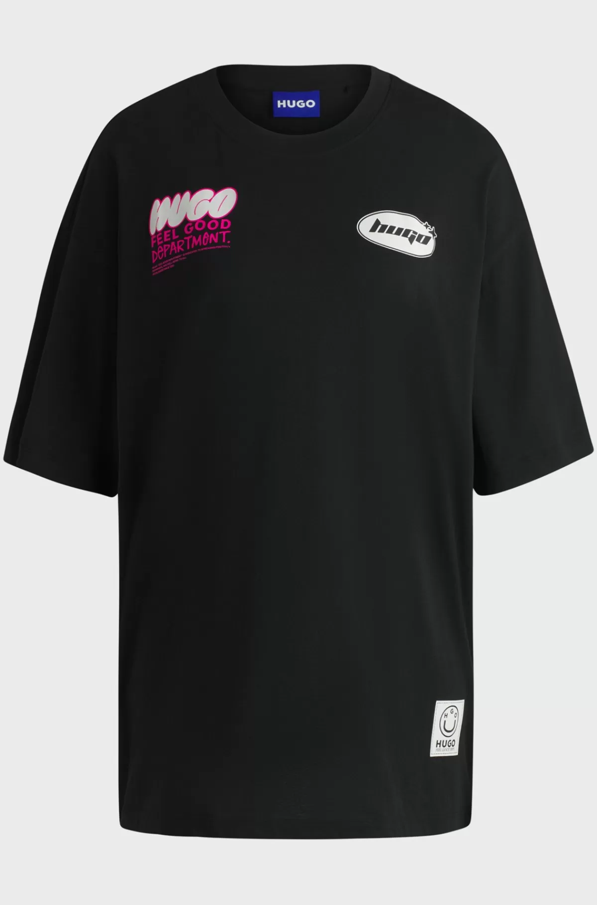 HUGO BOSS T-shirt Med Oversize Fit I Bomuldsjersey Med Sæsonens Grafik Sort Sale
