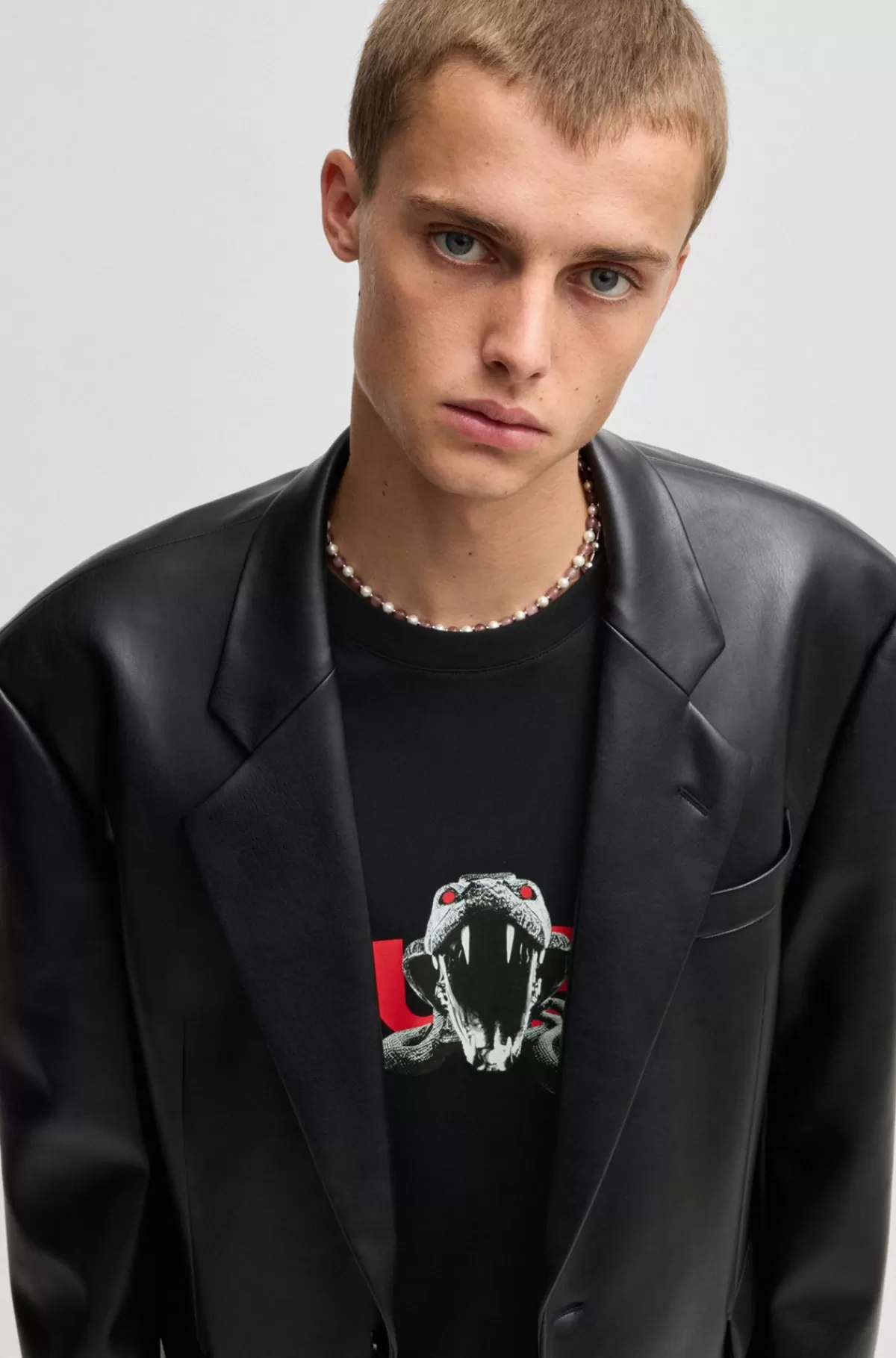 HUGO BOSS T-shirt Med Oversize Fit Og Dyregrafik I Bomuld Sort Hot
