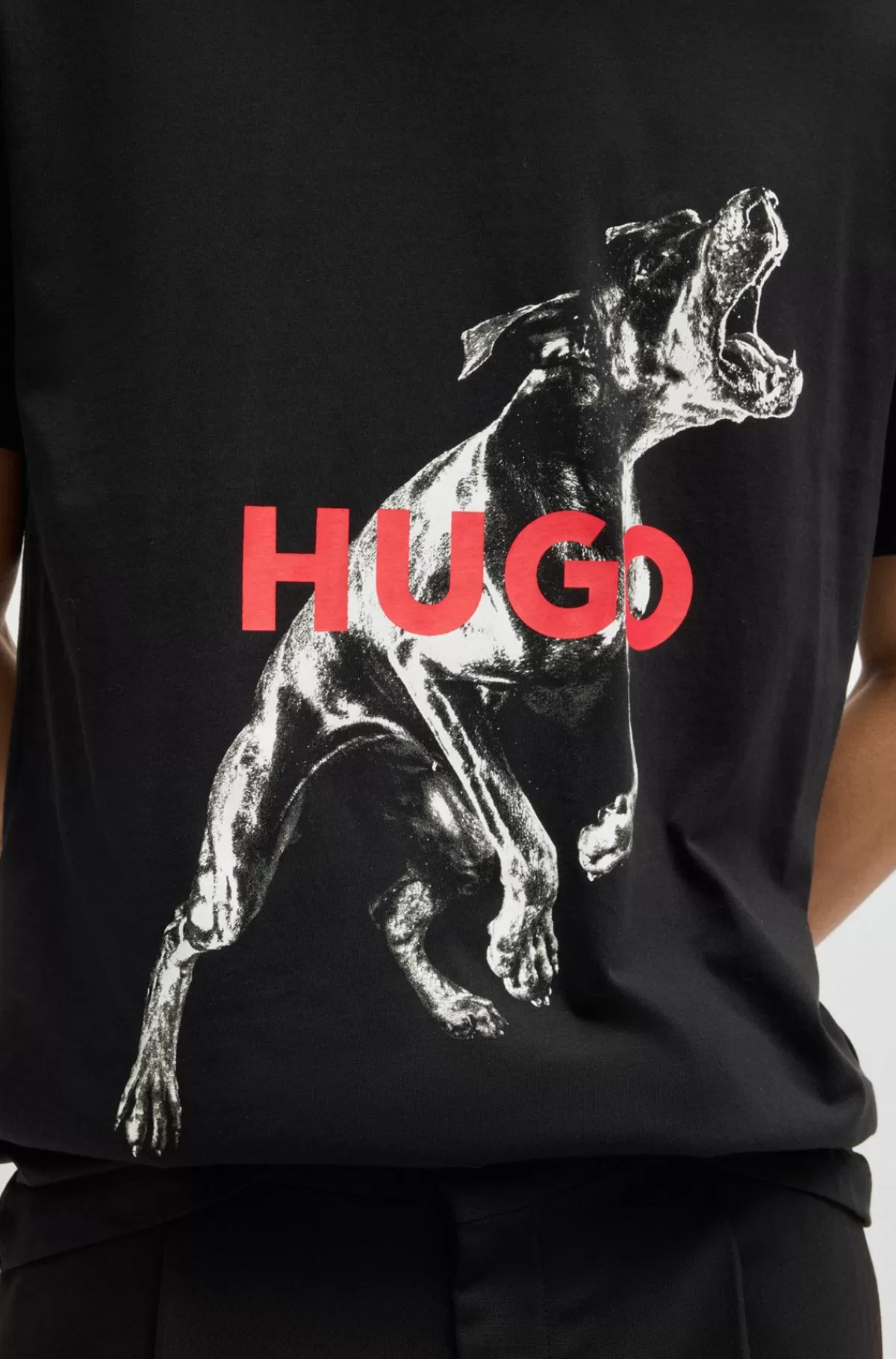 HUGO BOSS T-shirt Med Oversize Fit Og Dyregrafik I Bomuld Sort Discount