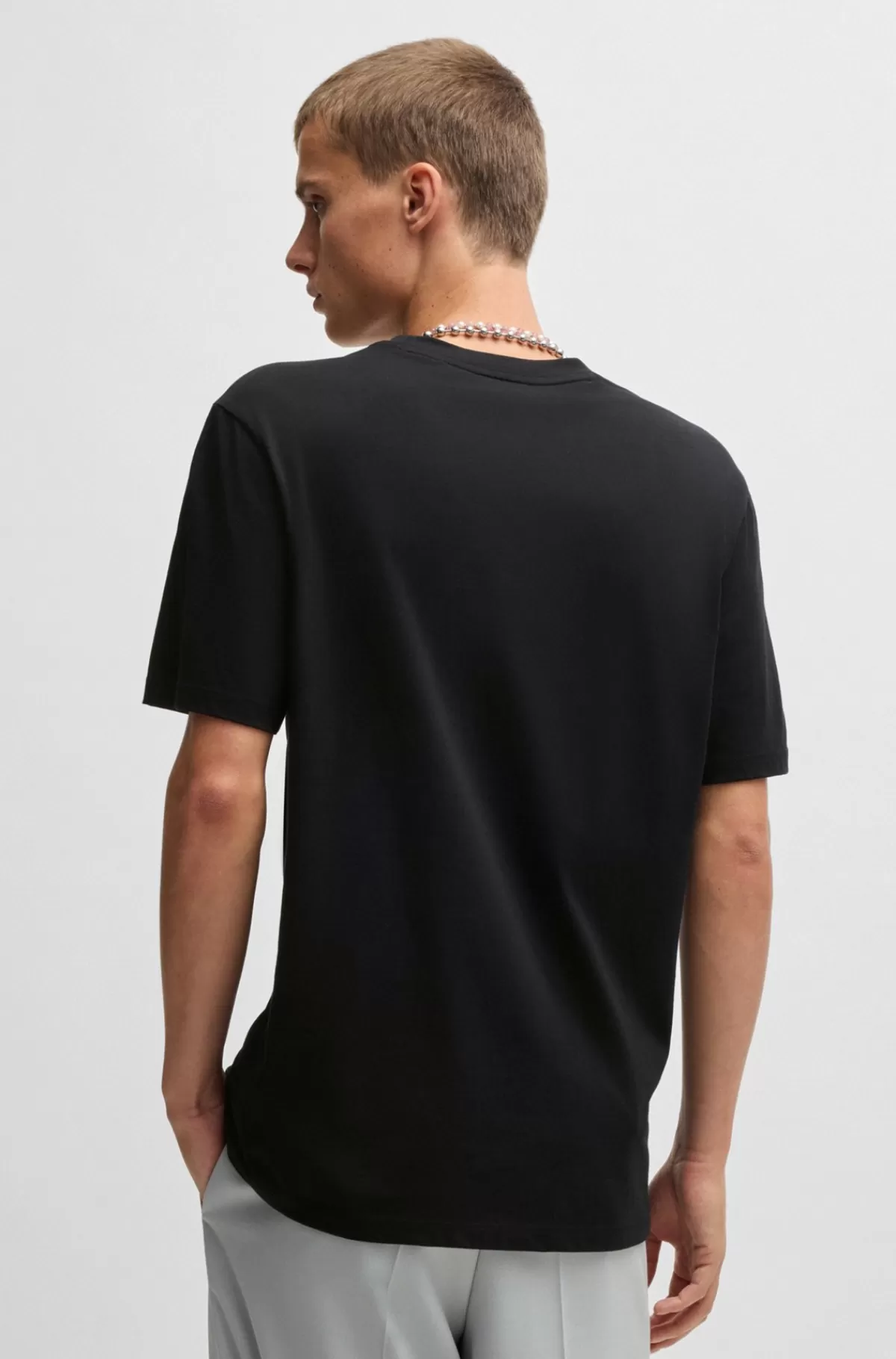 HUGO BOSS T-shirt Med Oversize Fit Og Dyregrafik I Bomuld Sort Hot