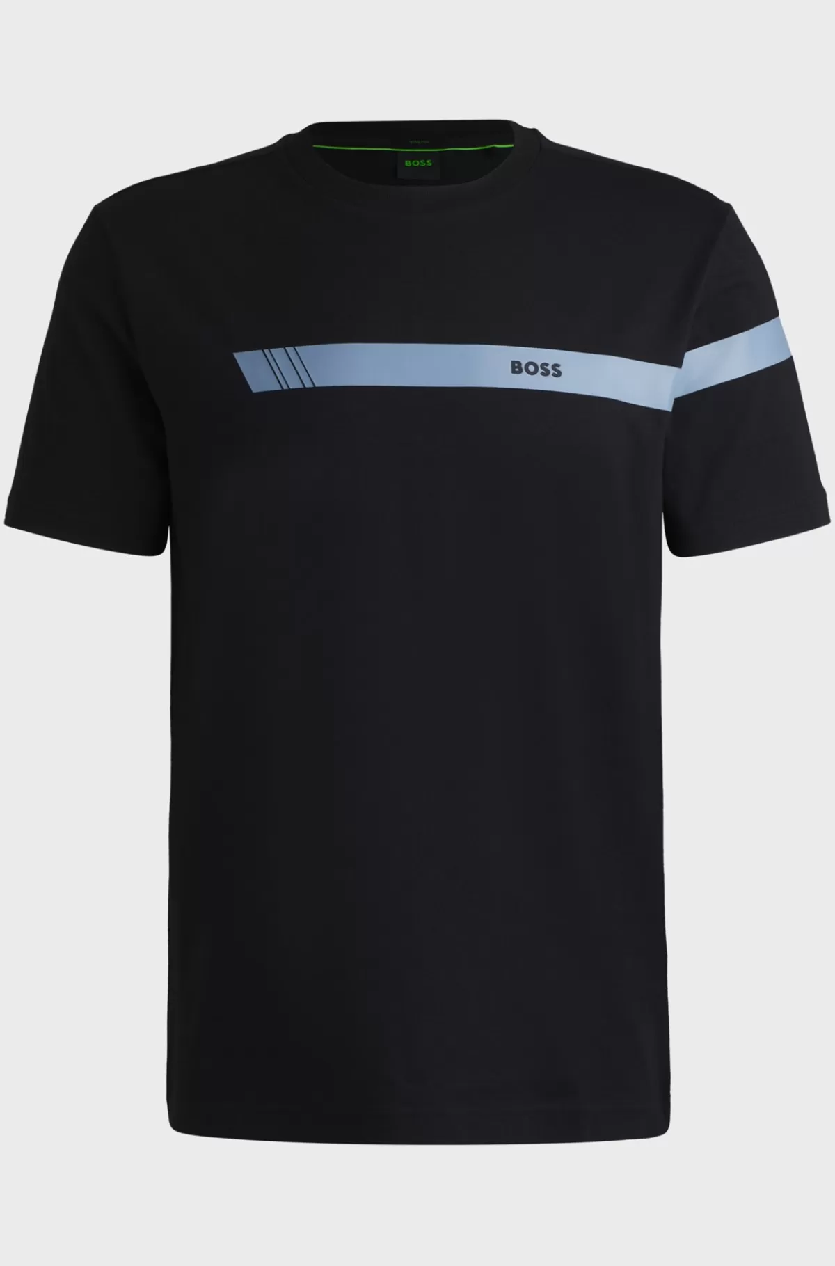HUGO BOSS T-shirt Med Regular Fit I Bomuld Med Stræk Og Logostribe Mørkeblå Best