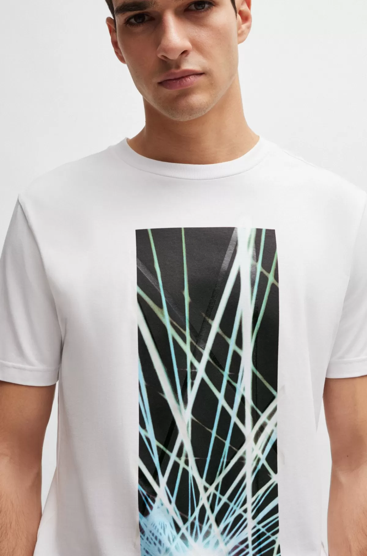 HUGO BOSS T-shirt Med Regular Fit I Bomuld Med Stræk Og Sæsonbestemt Grafik Hvid Online
