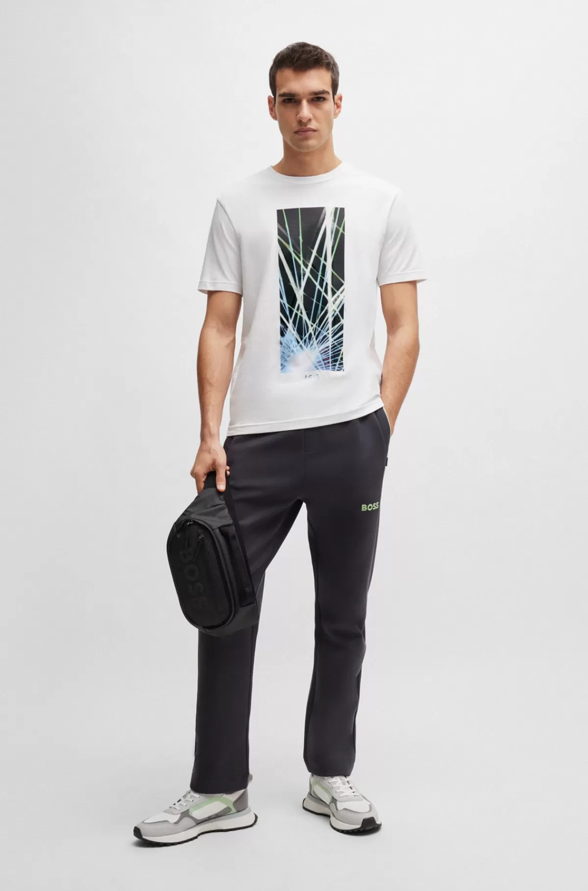 HUGO BOSS T-shirt Med Regular Fit I Bomuld Med Stræk Og Sæsonbestemt Grafik Hvid Online