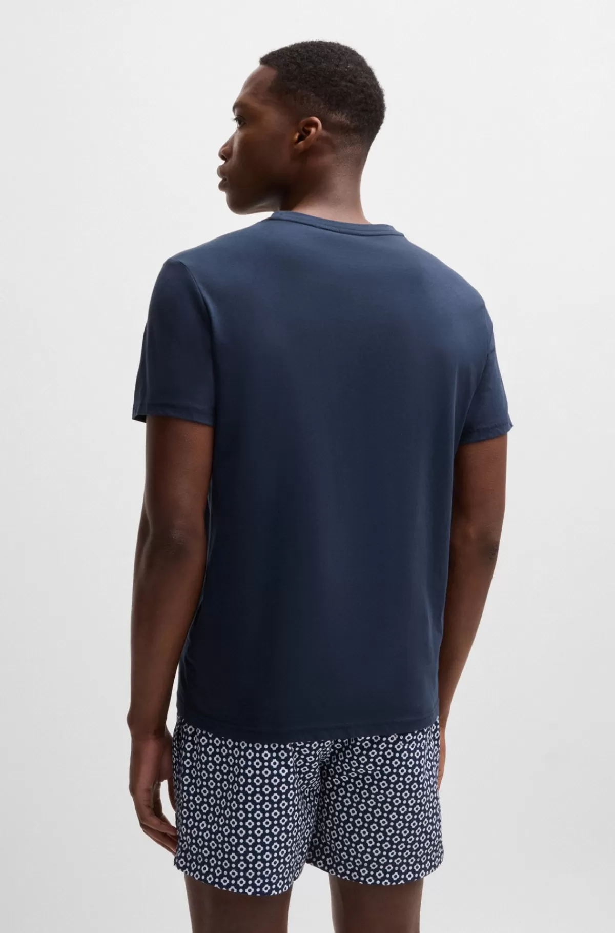 HUGO BOSS T-shirt Med Regular Fit I Bomuldsjersey Med UV-beskyttelse På Faktor 50+ Mørkeblå Shop