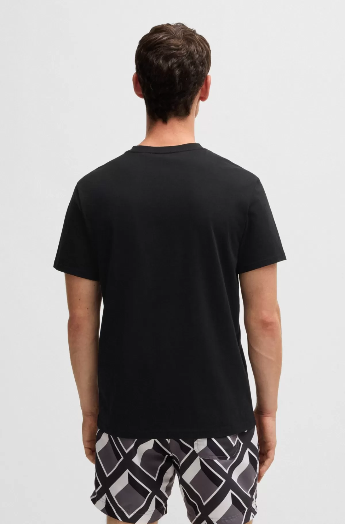 HUGO BOSS T-shirt Med Regular Fit I Bomuldsjersey Med UV-beskyttelse På Faktor 50+ Sort Cheap