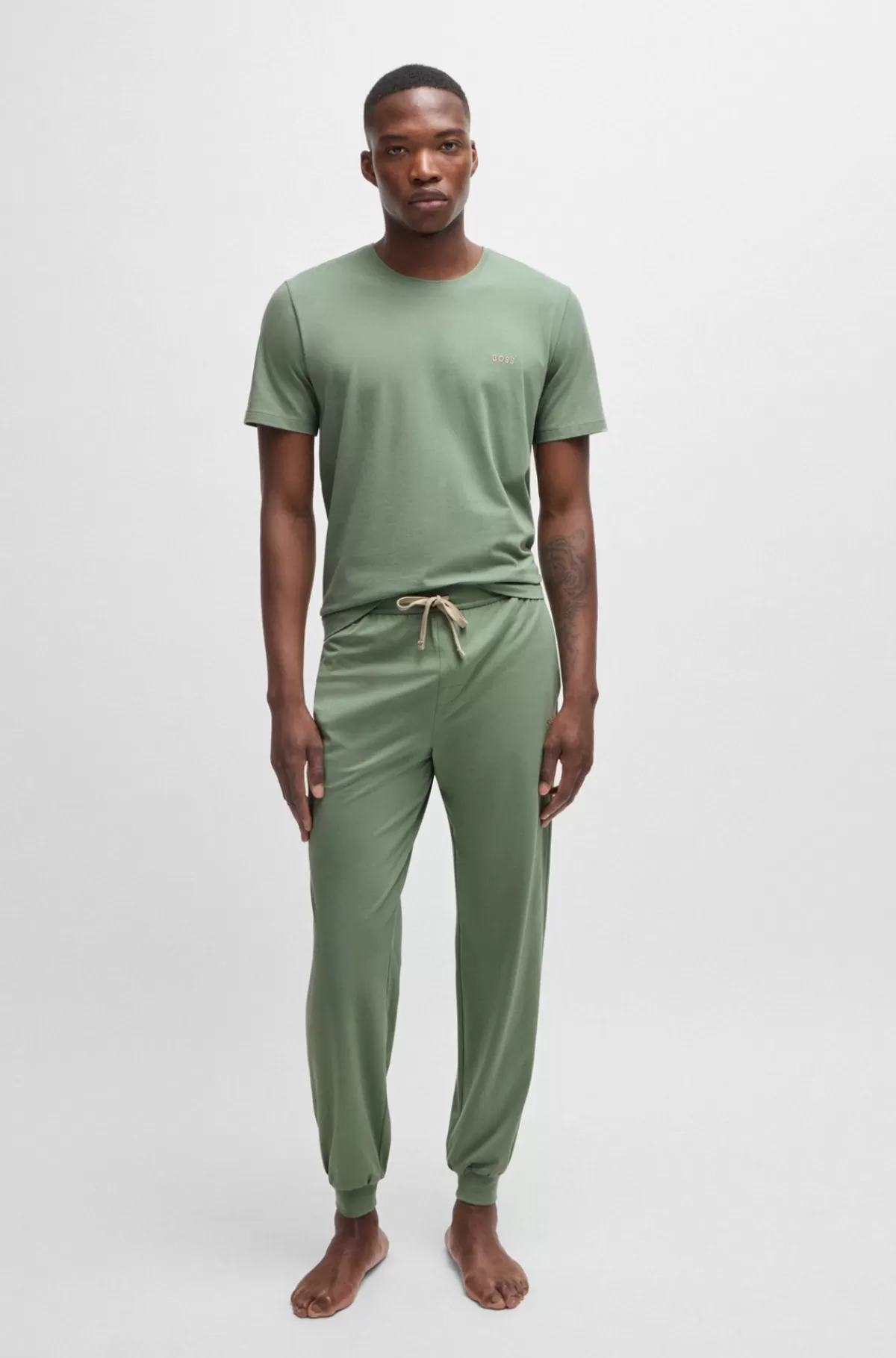 HUGO BOSS T-shirt Med Regular Fit Lavet Af Bomuld Med Stræk Og Med Broderet Logo Lysegrøn Clearance